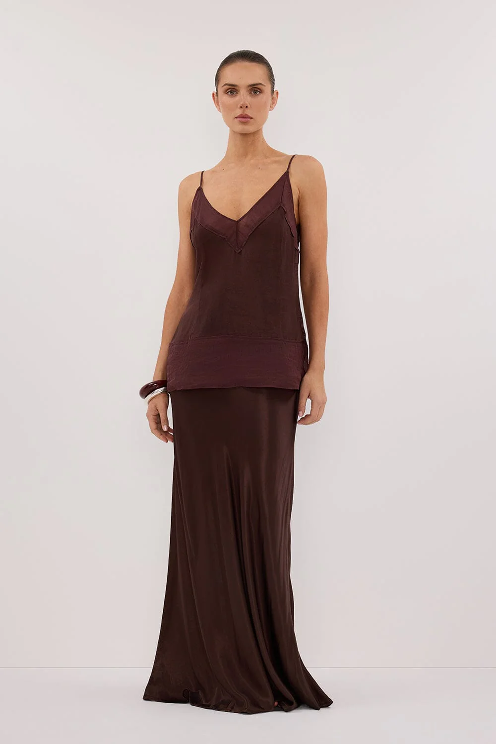 JUDE CHOC SATIN RAMIE CAMI TOP