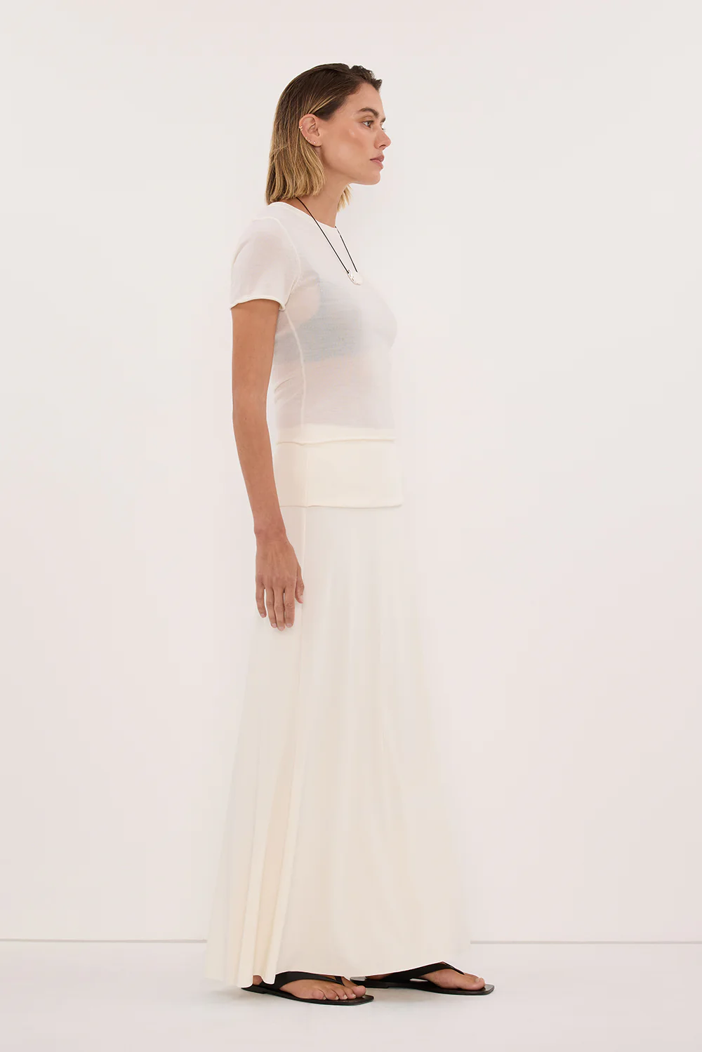 JULIE OFF WHITE MODAL BLEND MAXI SKIRT - Image 3