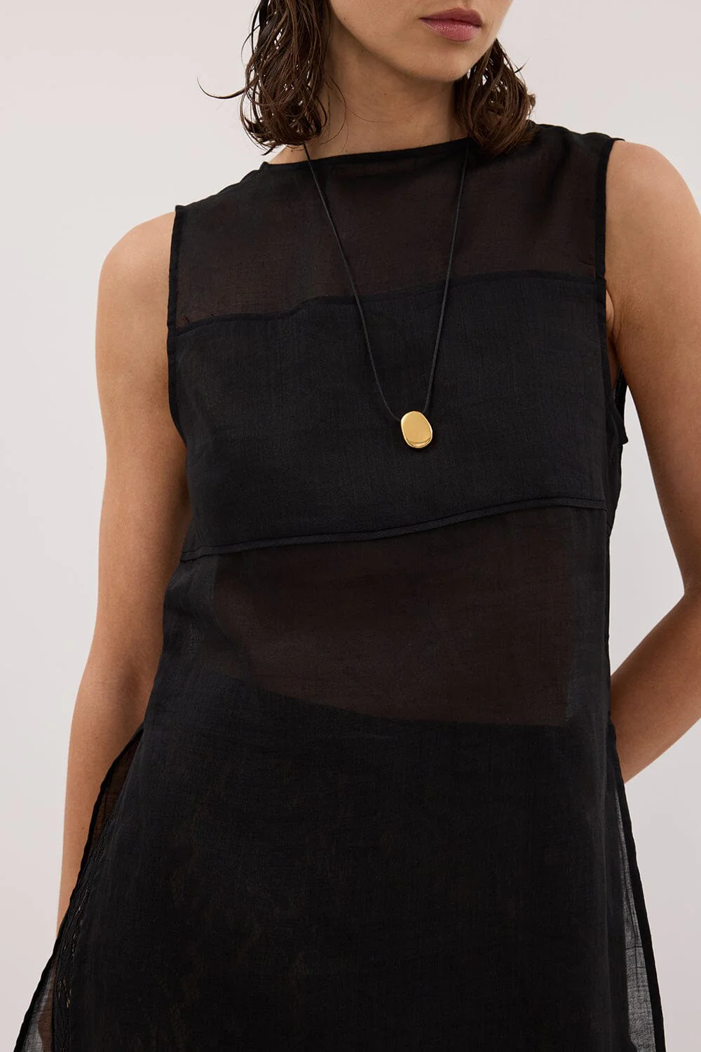 KAI BLACK SLEEVELESS RAMIE TUNIC TOP - Image 7