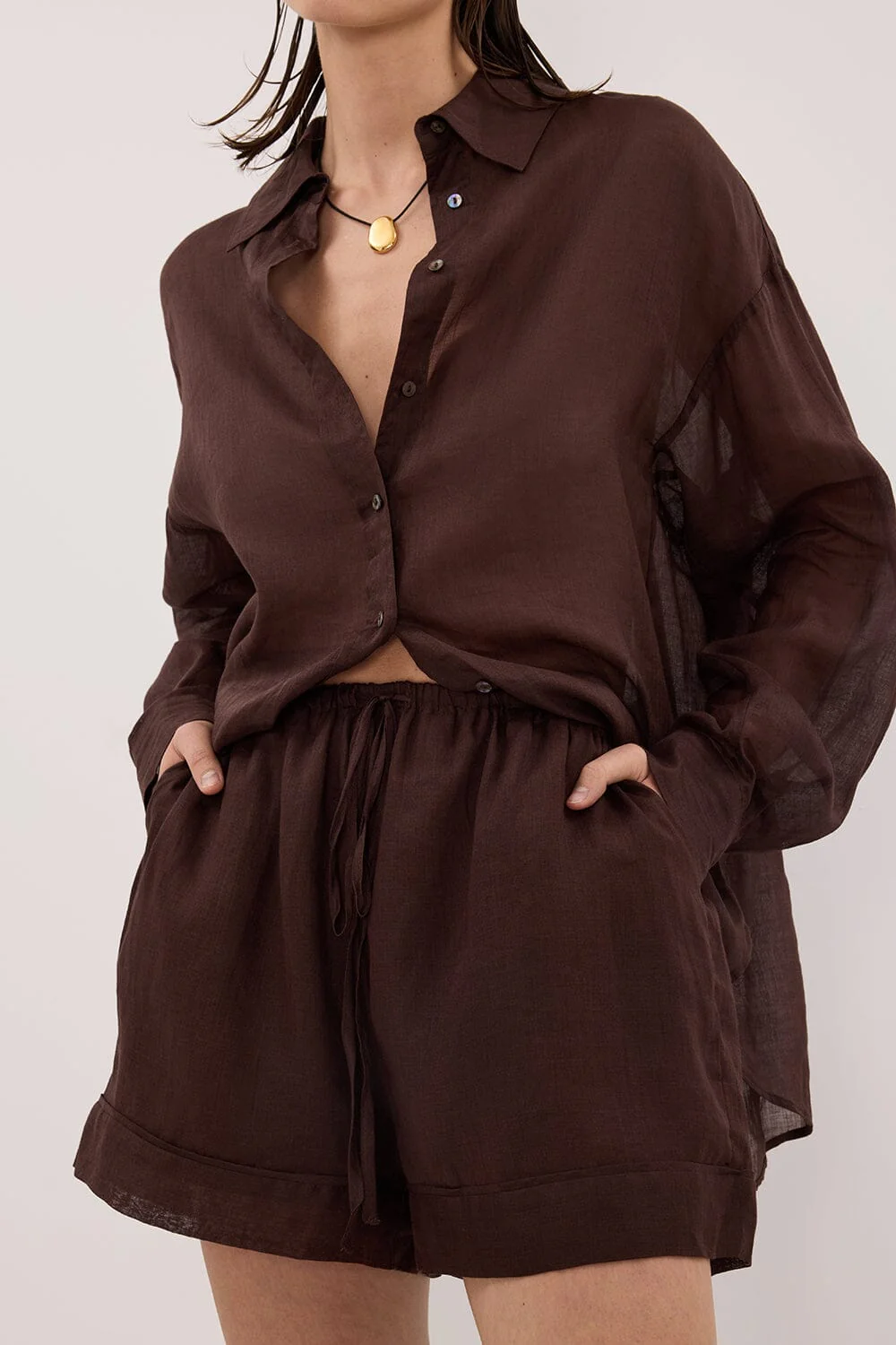 KAI BURNT CHOC RAMIE SHORT - Image 5