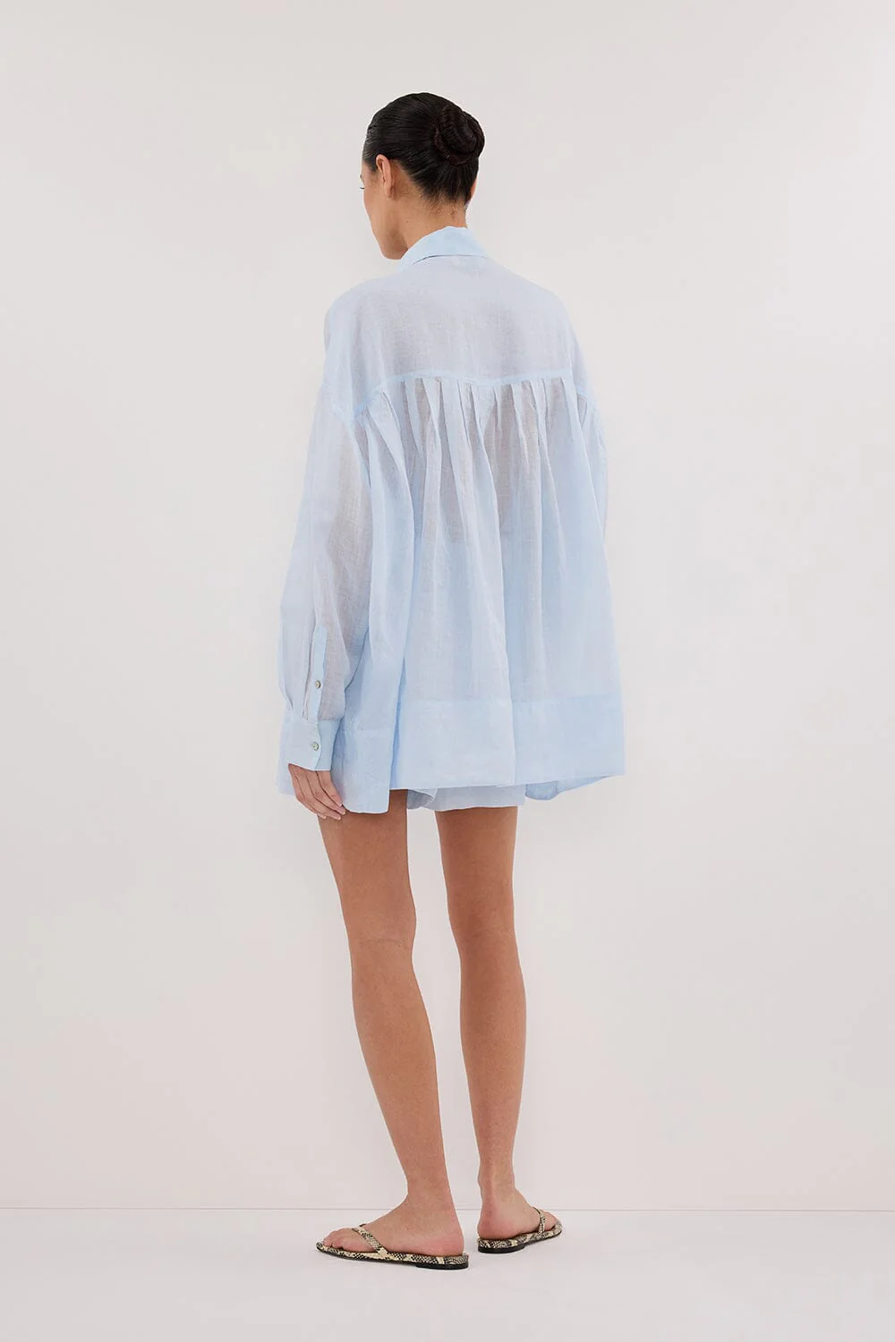 KAI CORNFLOWER OVERSIZED RAMIE LONG SLEEVE SHIRT - Image 4