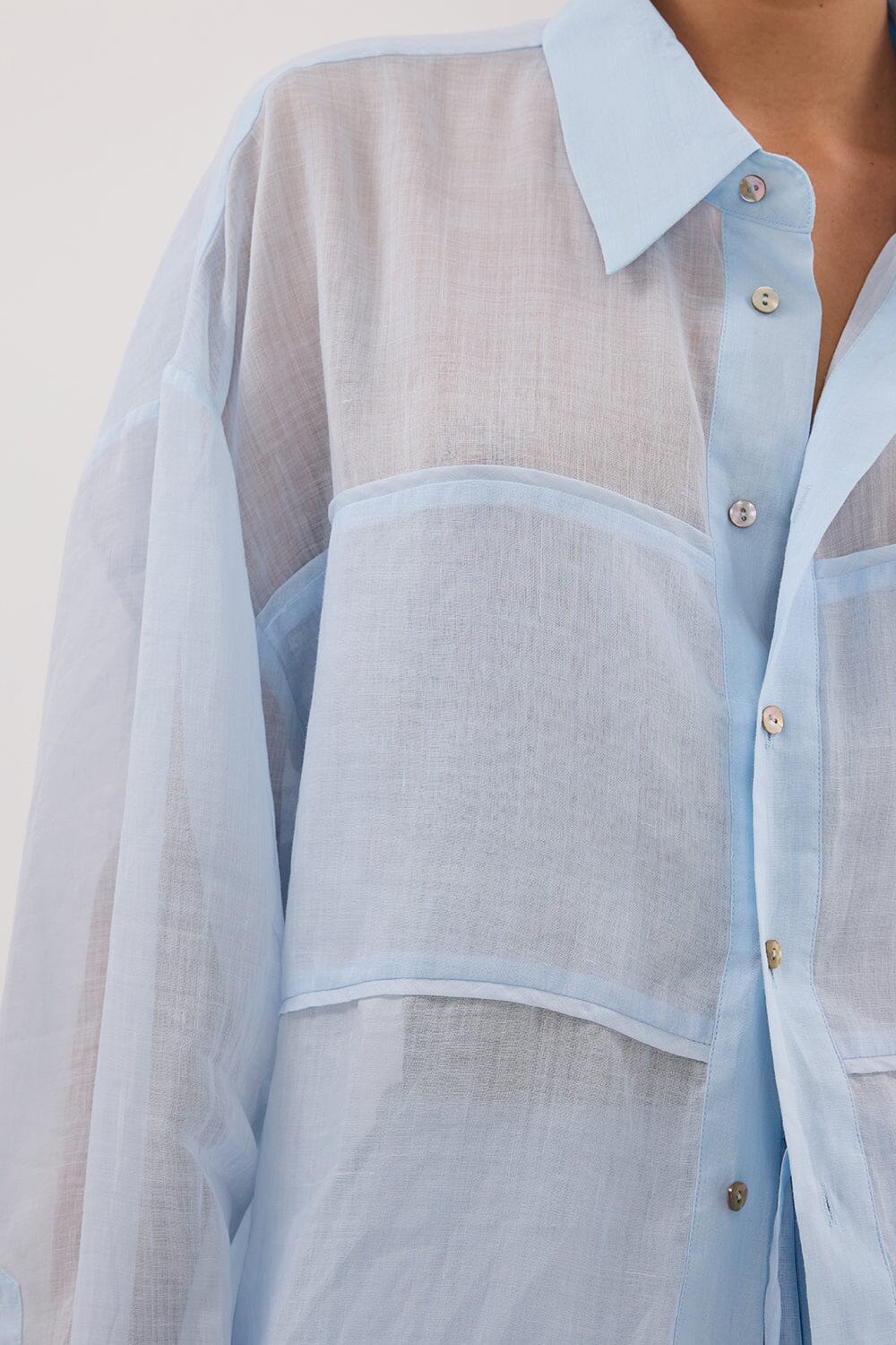 KAI CORNFLOWER OVERSIZED RAMIE LONG SLEEVE SHIRT - Image 5