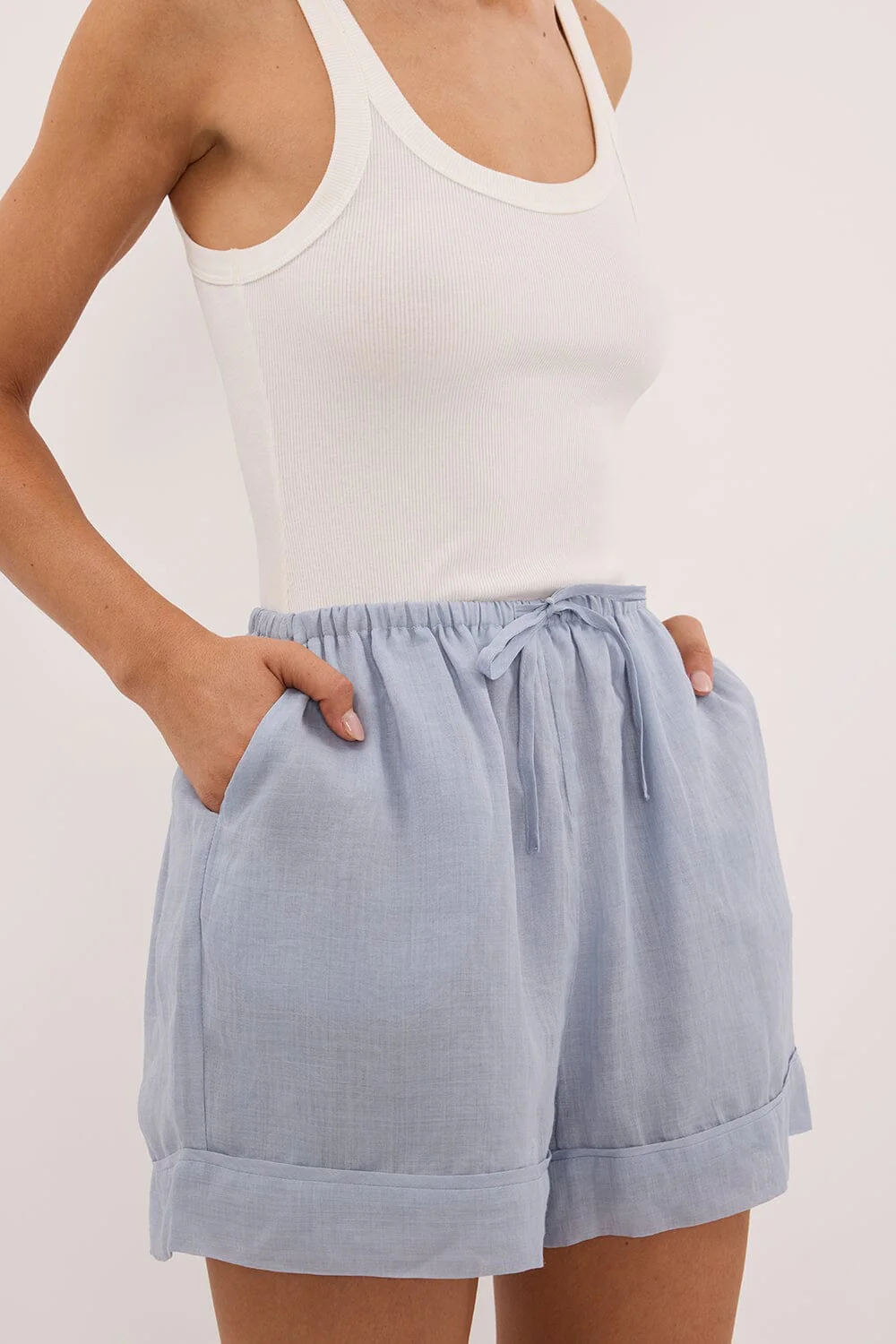 KAI DUSTY BLUE RAMIE SHORT - Image 5