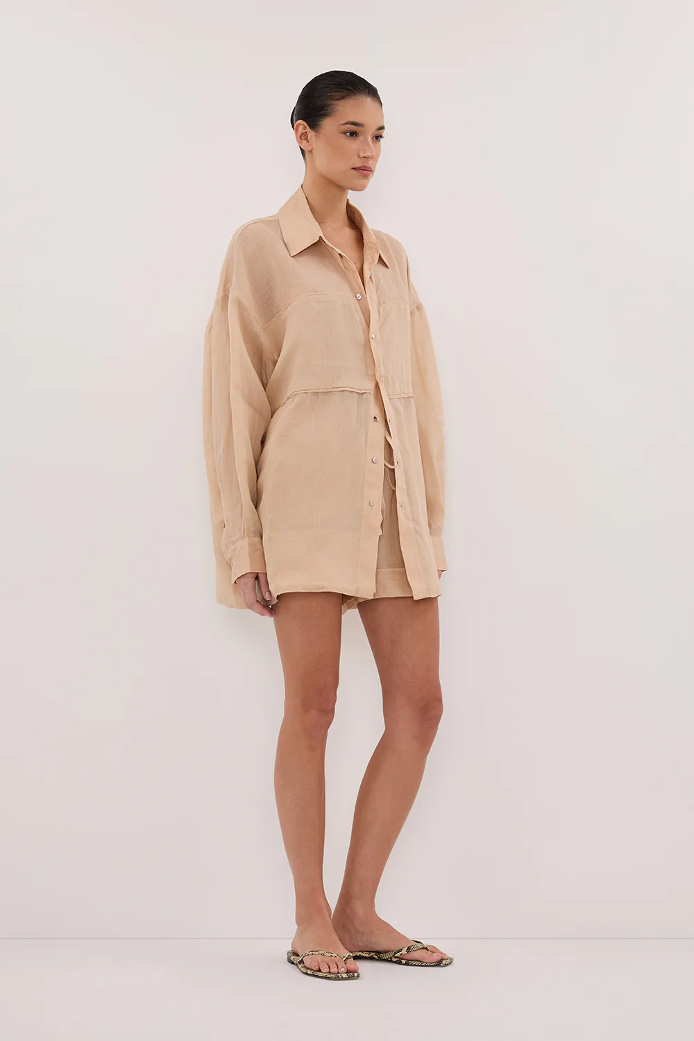 KAI MUSK OVERSIZED RAMIE LONG SLEEVE SHIRT - Image 3