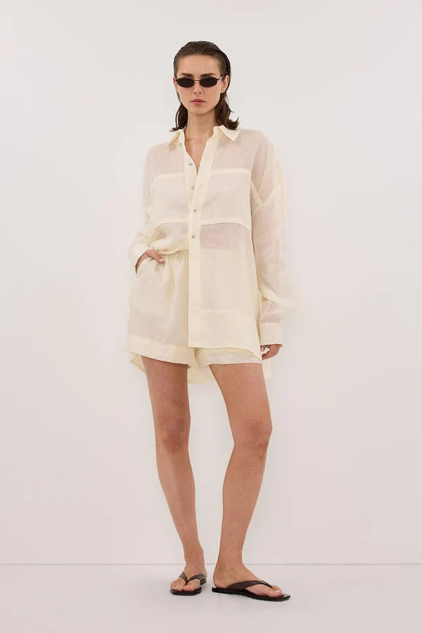 KAI STRAW OVERSIZED RAMIE LONG SLEEVE SHIRT