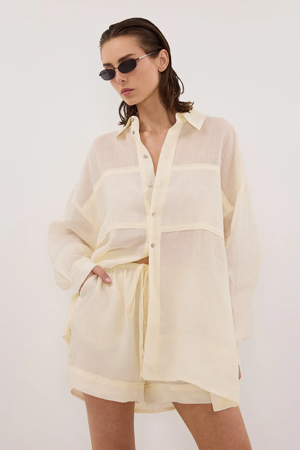 KAI STRAW OVERSIZED RAMIE LONG SLEEVE SHIRT - Image 2