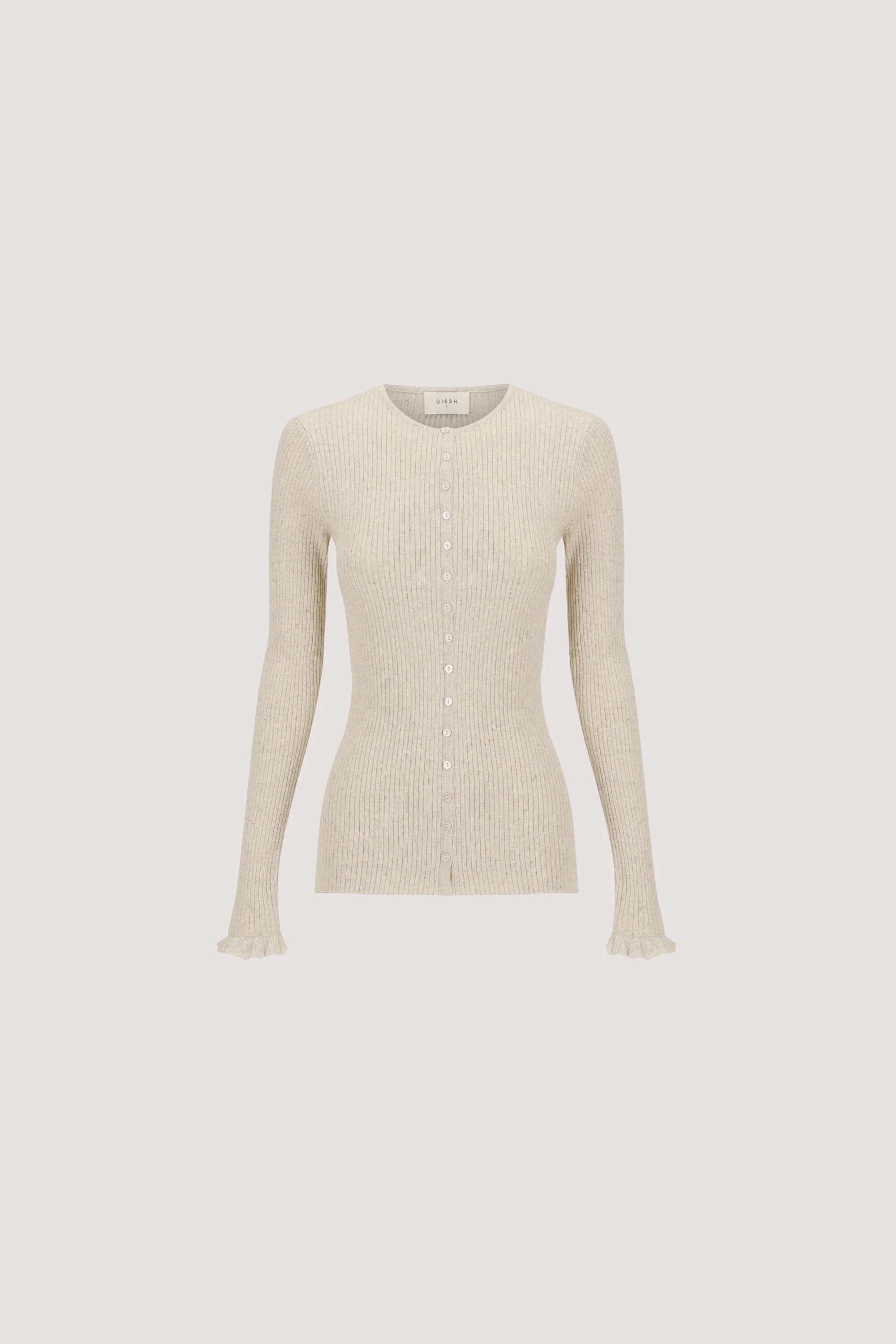 KAIA NATURAL RUFFLE KNIT CARDIGAN - Image 6