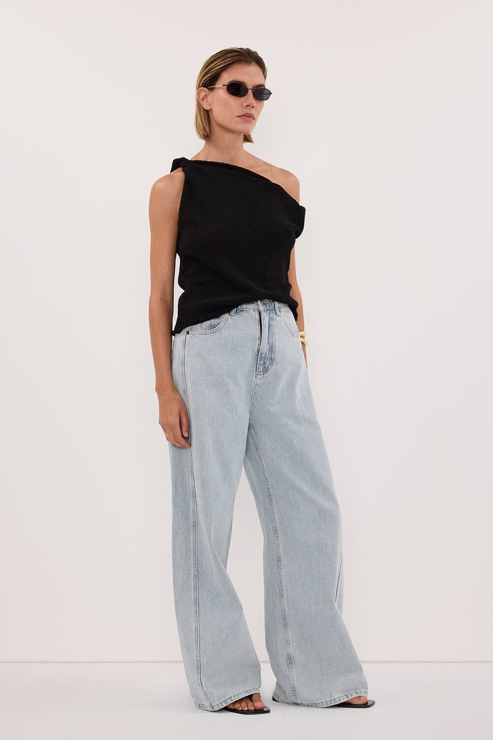 KARA BLACK ASYM KNIT TOP - Image 3