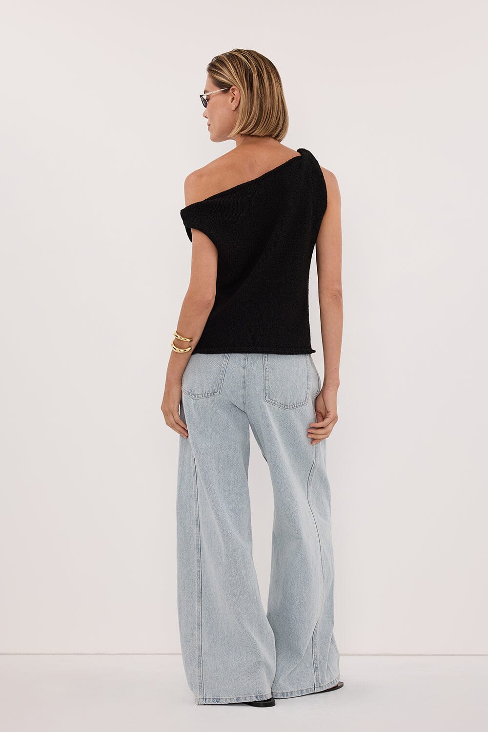 KARA BLACK ASYM KNIT TOP - Image 4