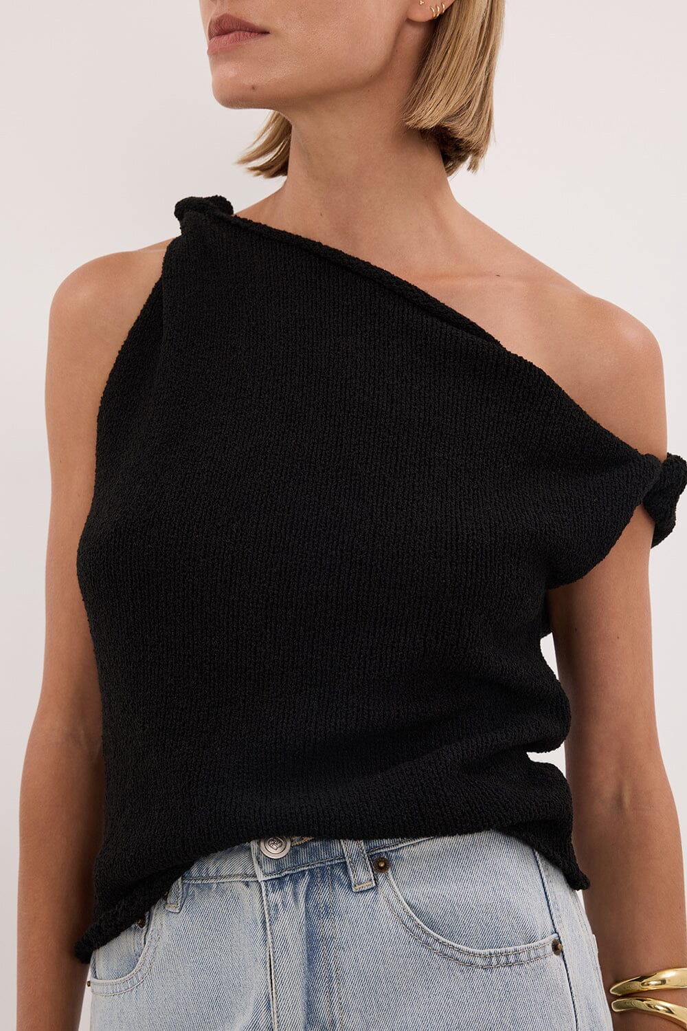 KARA BLACK ASYM KNIT TOP - Image 5