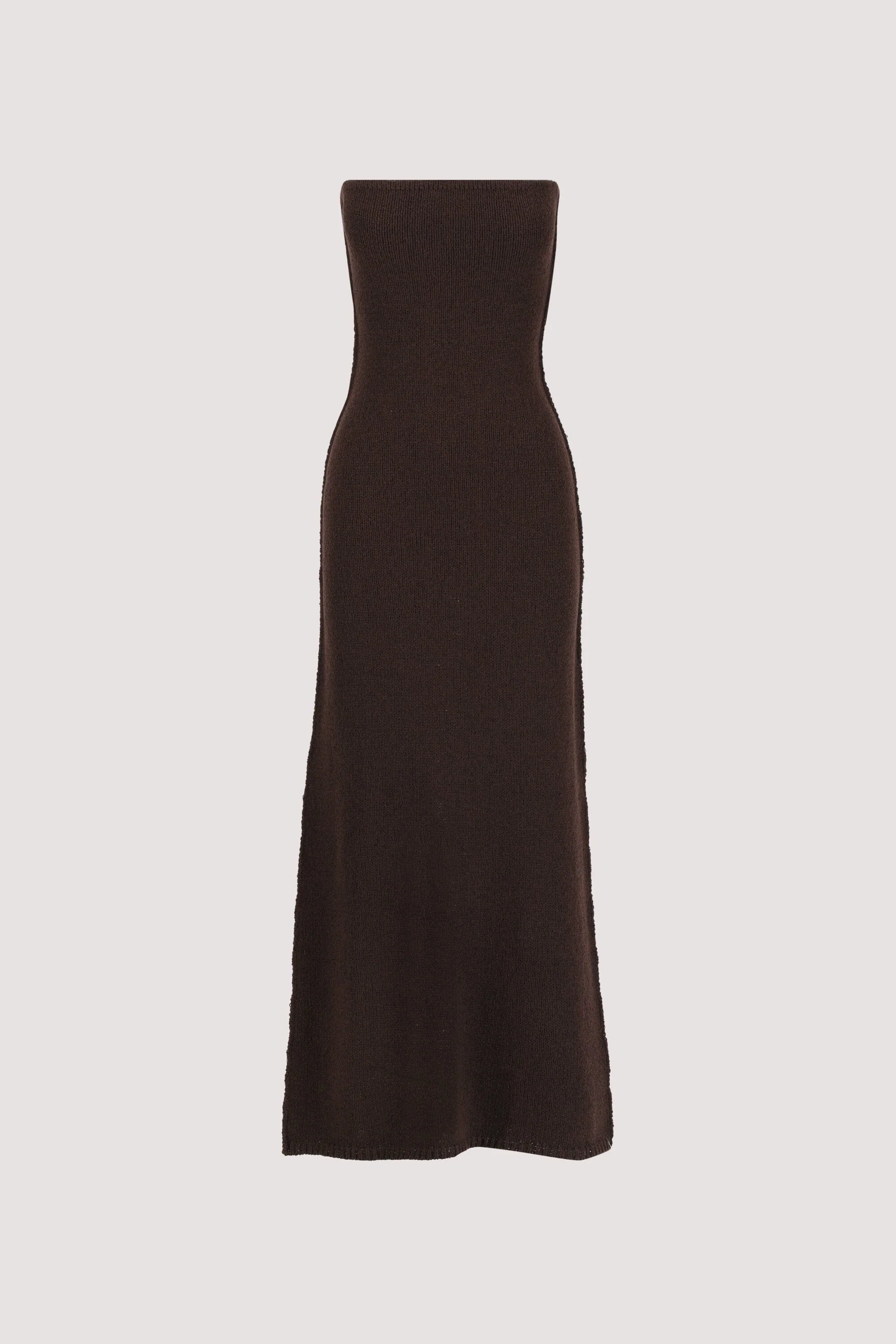 KARA CHOC STRAPLESS KNIT MIDI DRESS - Image 6