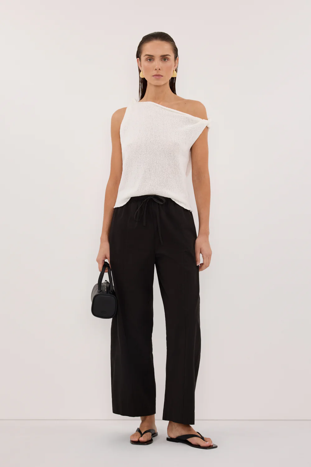 KARA OFF WHITE ASYM KNIT TOP
