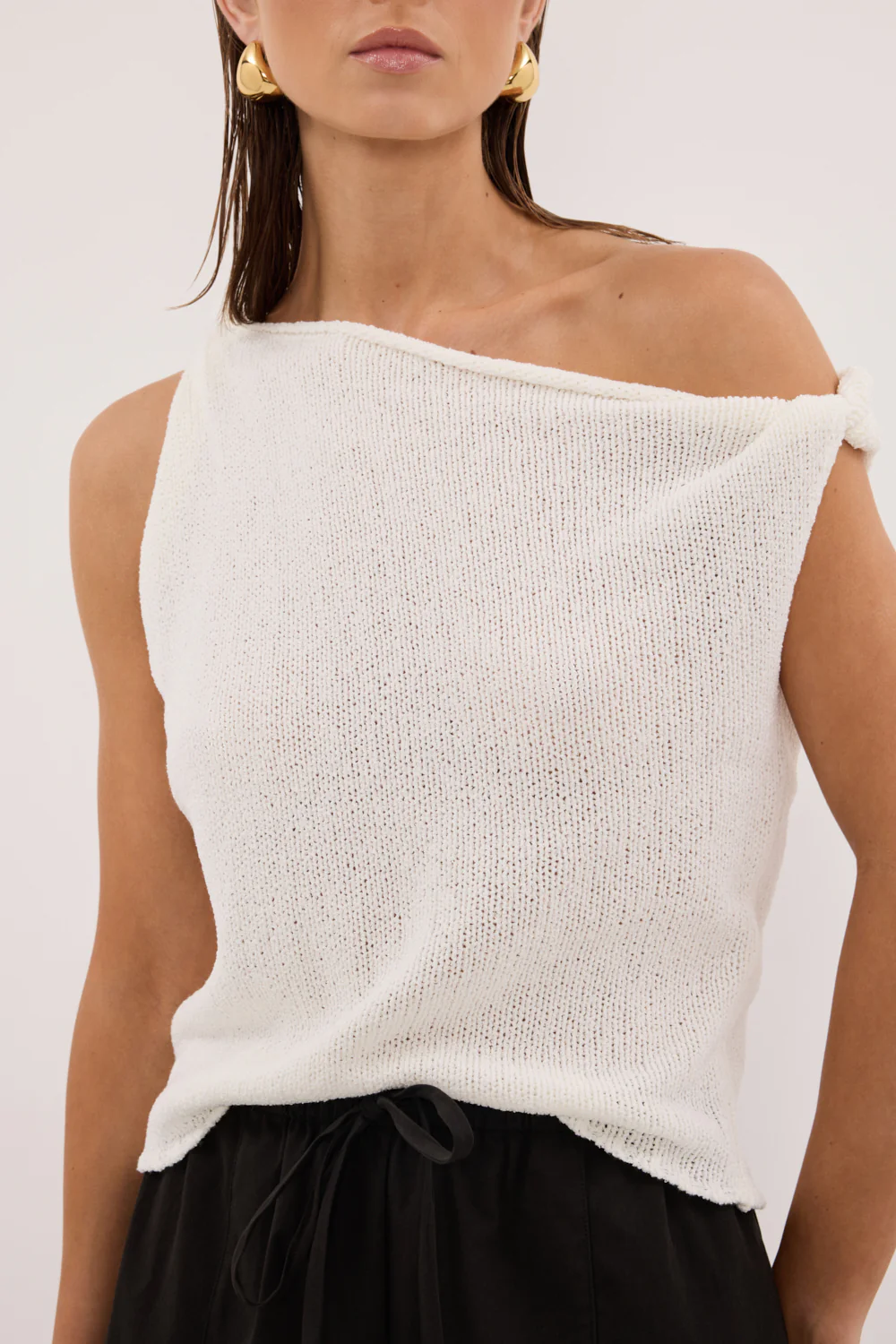 KARA OFF WHITE ASYM KNIT TOP - Image 5