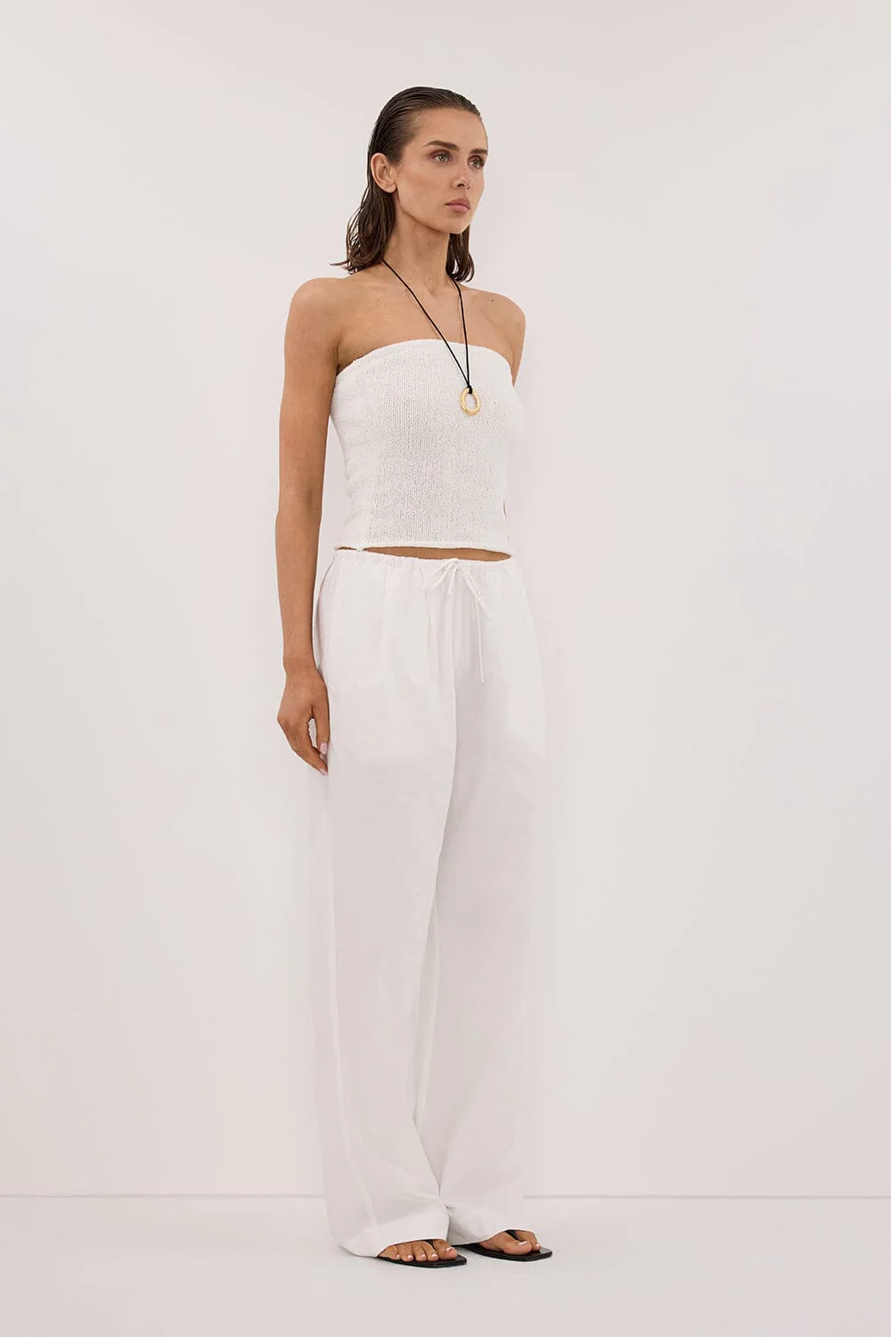 KARA OFF WHITE STRAPLESS BANDEAU KNIT TOP - Image 3