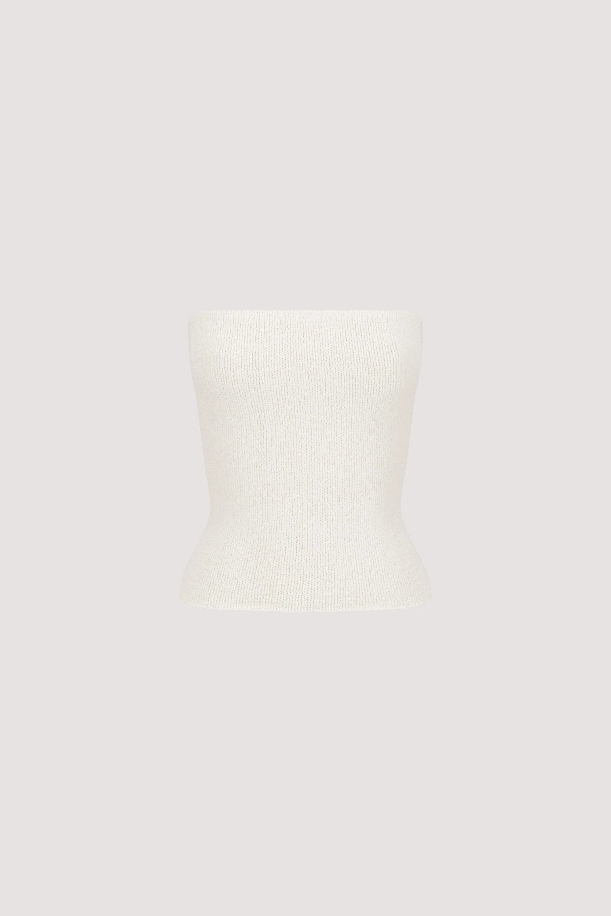 KARA OFF WHITE STRAPLESS BANDEAU KNIT TOP - Image 6