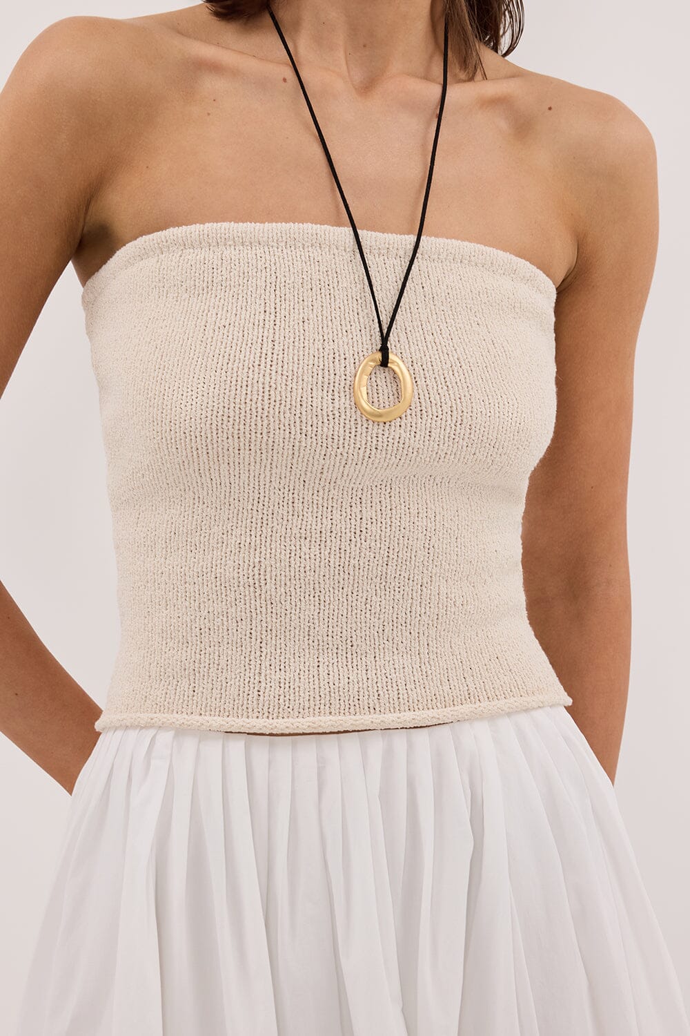 KARA SANDSTONE STRAPLESS BANDEAU KNIT TOP - Image 5