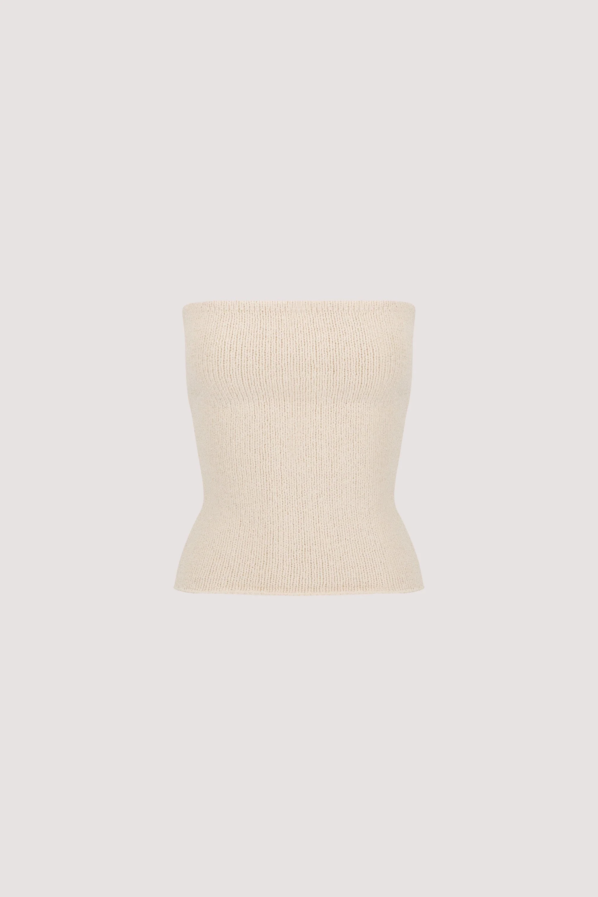 KARA SANDSTONE STRAPLESS BANDEAU KNIT TOP - Image 8