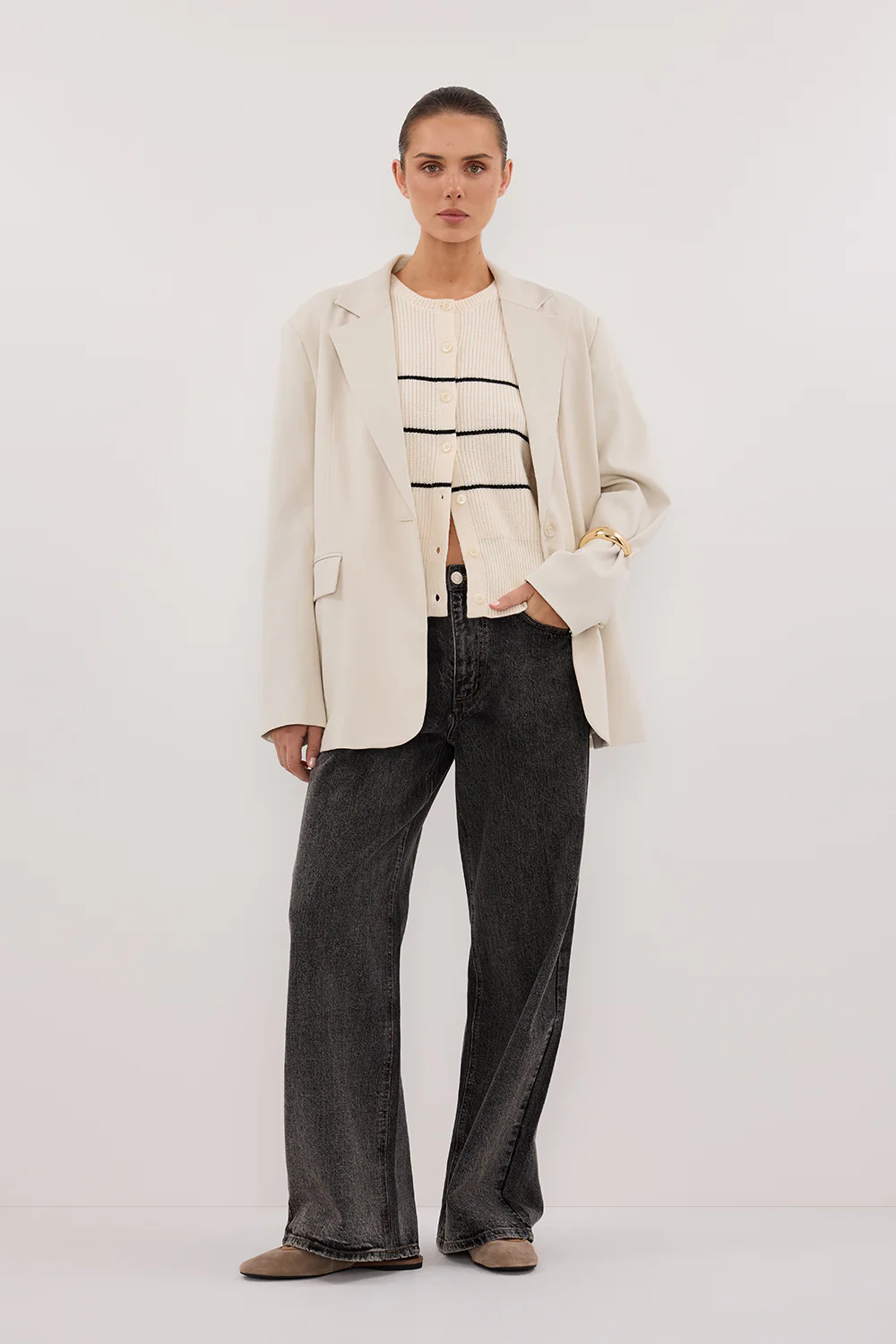 KATE CREAM STRIPE KNIT VEST