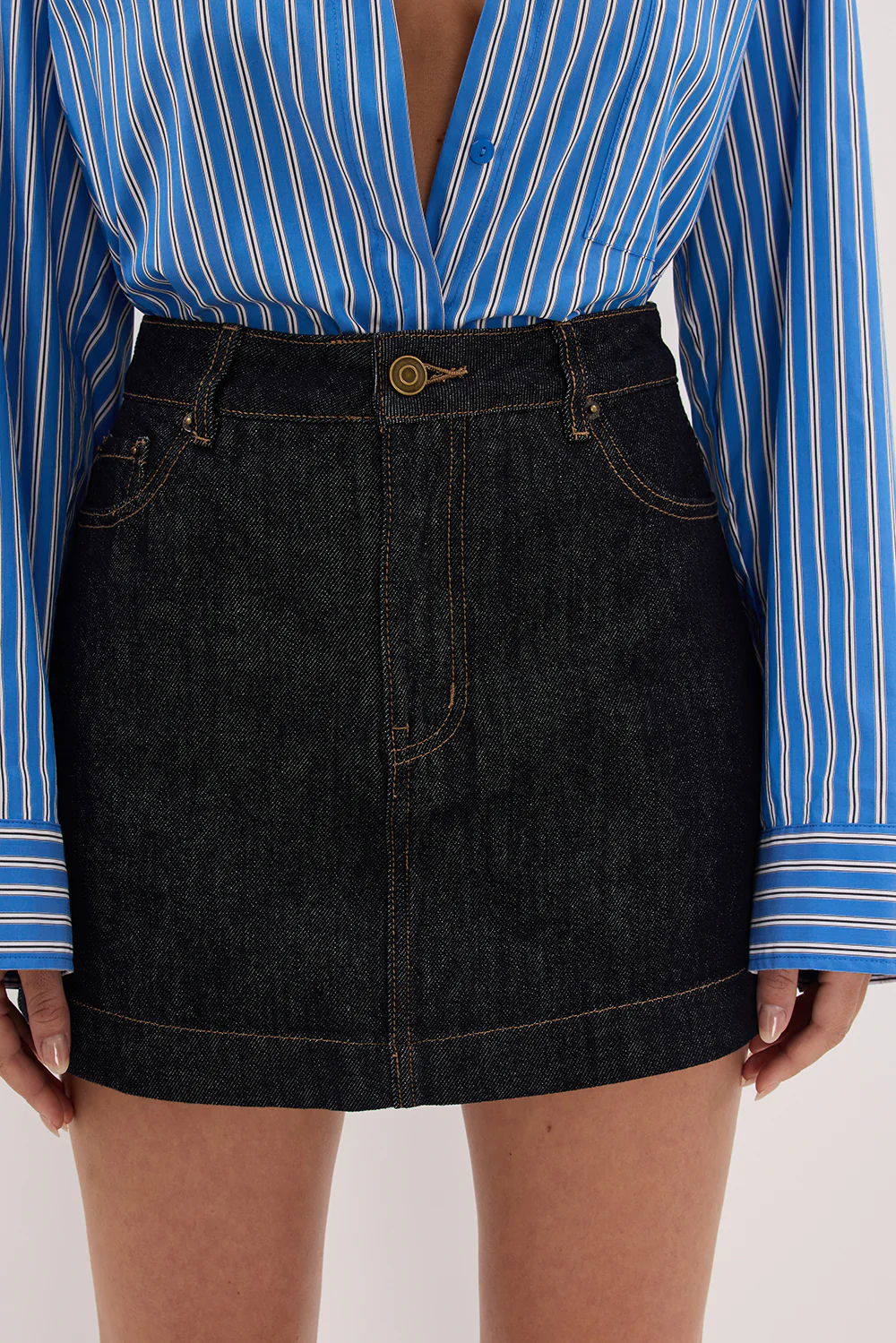 KERA RAW INDIGO DENIM A LINE SKORT - Image 5