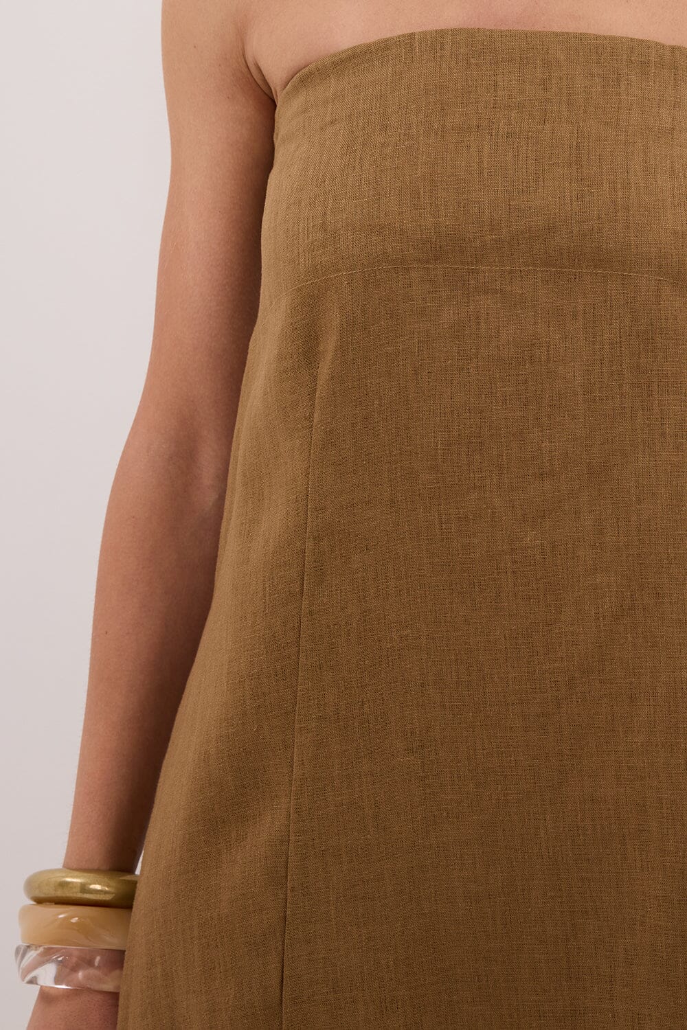 KINSLEY FERN LINEN STRAPLESS MIDI DRESS - Image 5