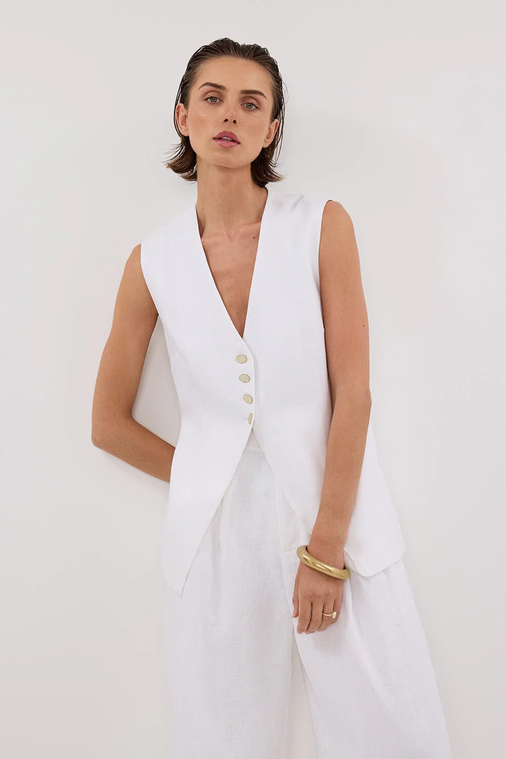 KNOX WHITE LINEN VEST - Image 2