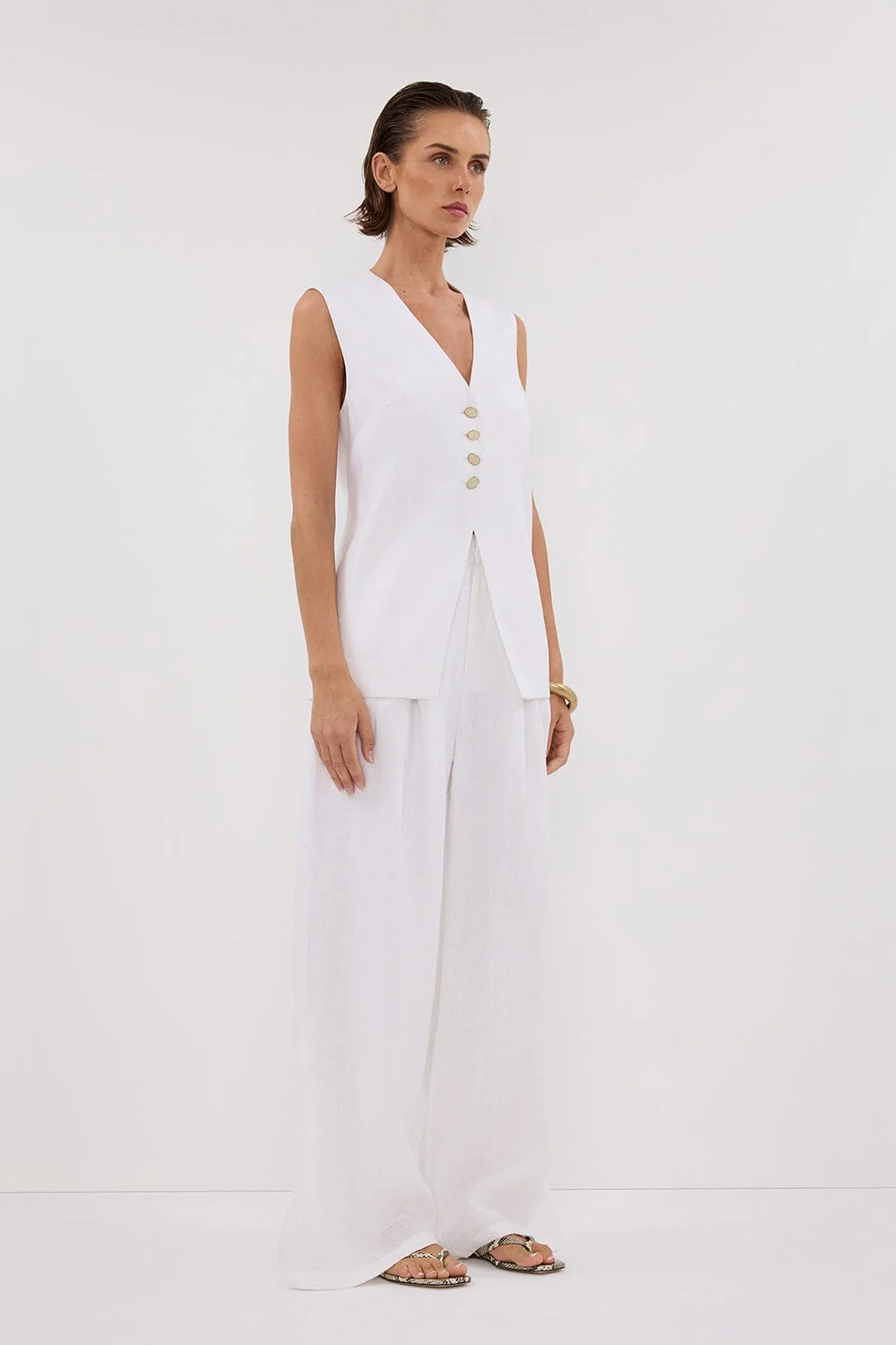 KNOX WHITE LINEN VEST - Image 3