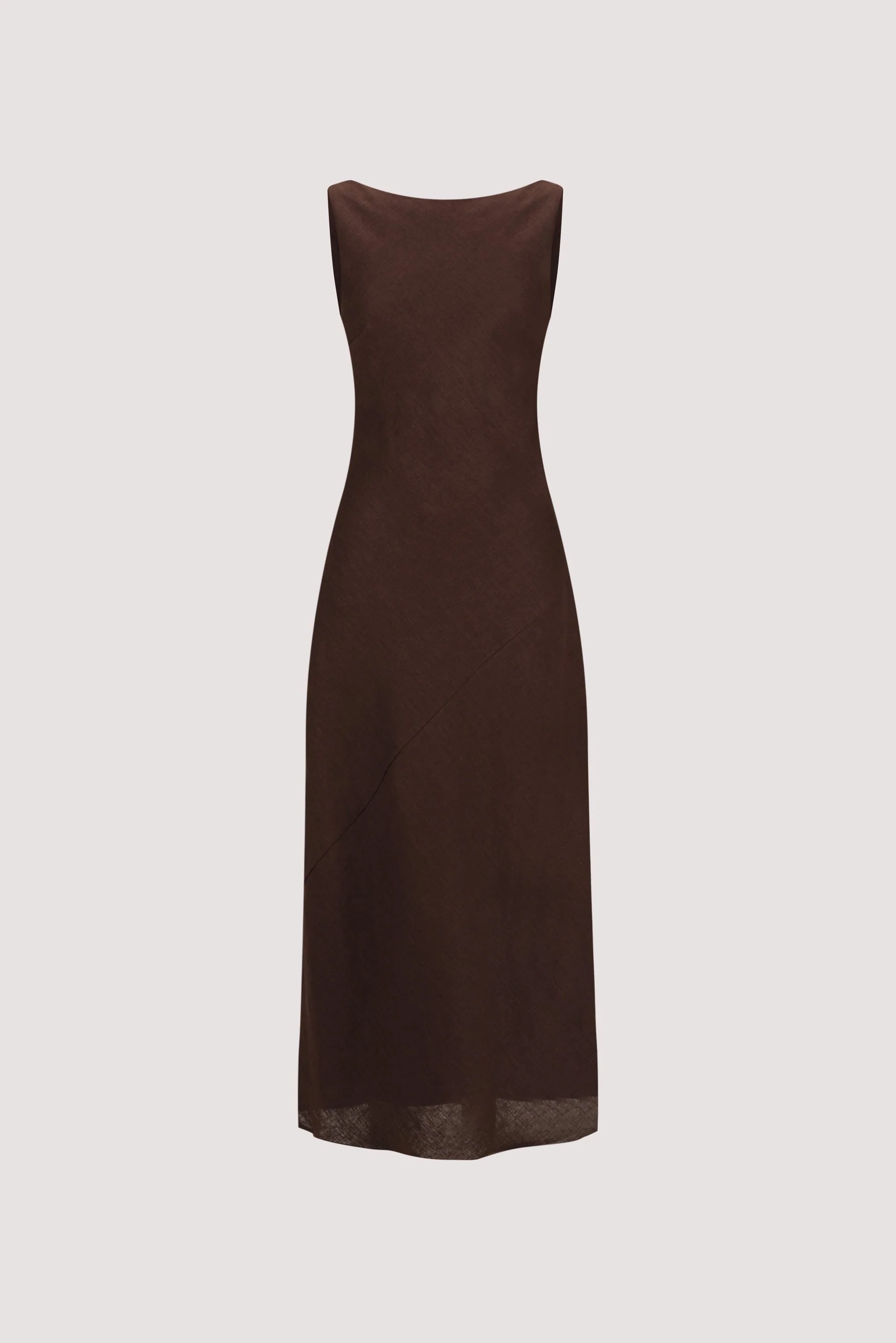 LACY COCOA SLEEVELESS LINEN MIDI DRESS - Image 6