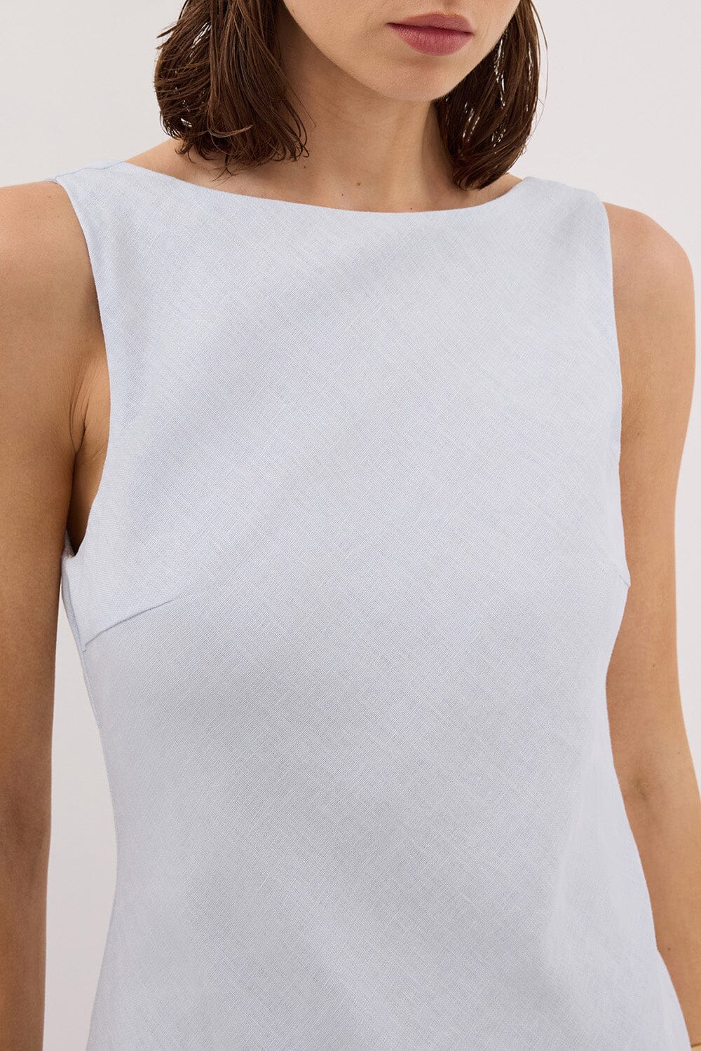 LACY CORNFLOWER SLEEVELESS LINEN MIDI DRESS - Image 5