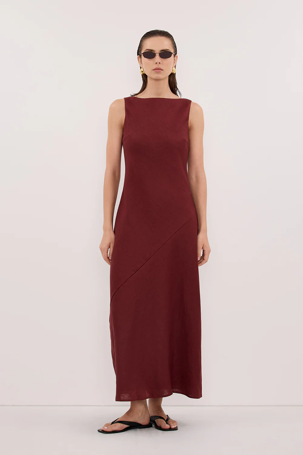 LACY SAHARA SLEEVELESS LINEN MIDI DRESS
