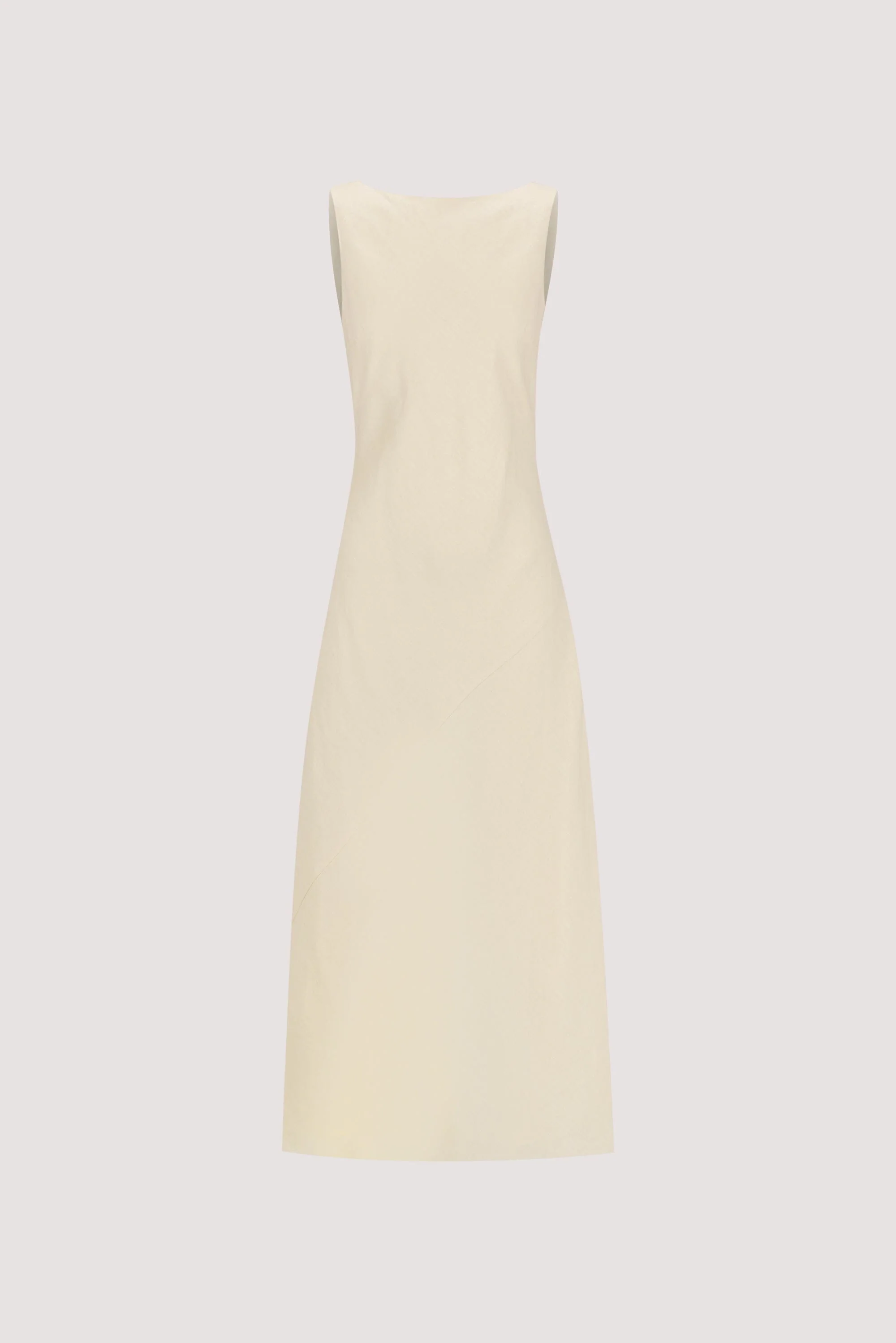 LACY STRAW SLEEVELESS LINEN MIDI DRESS - Image 6