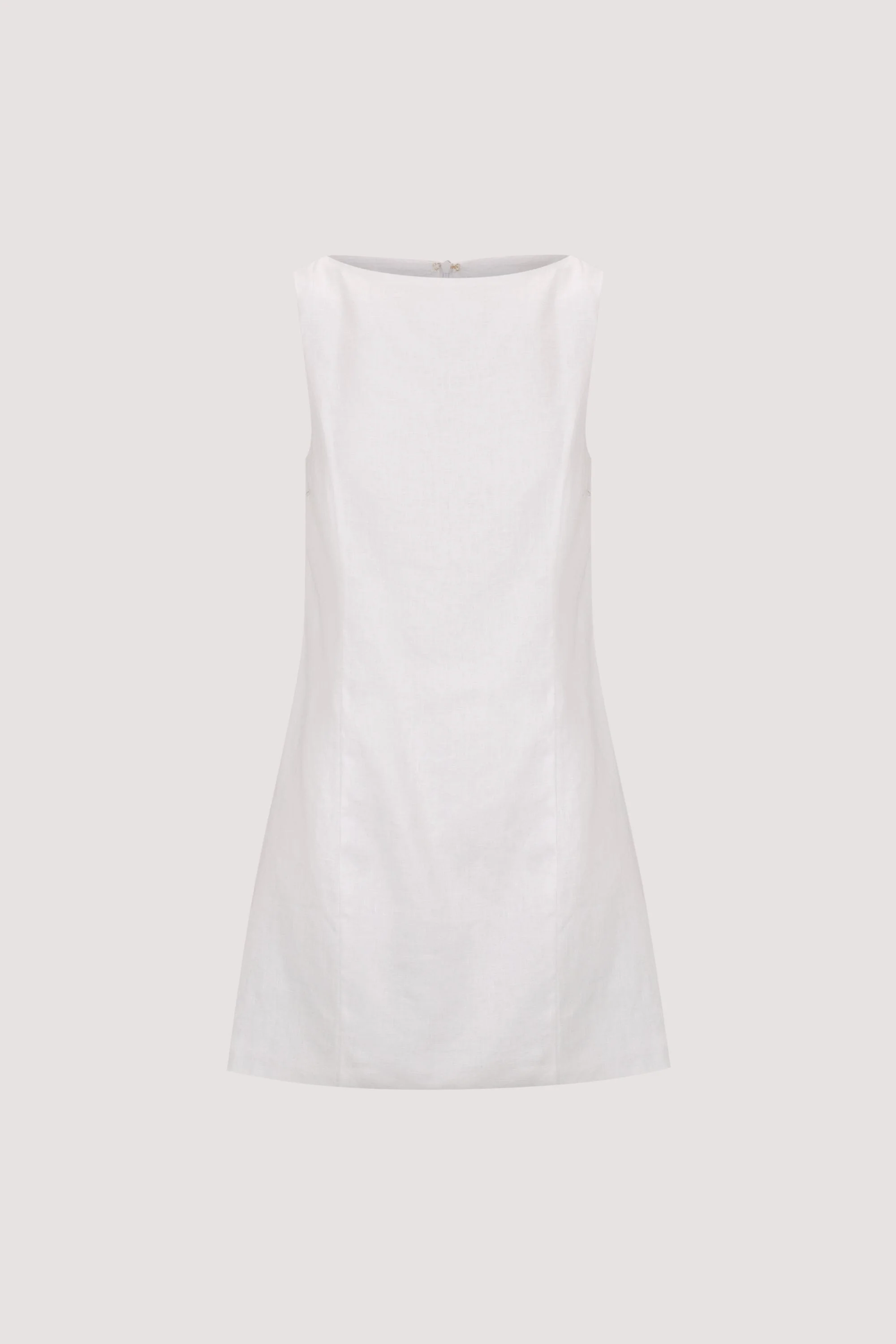 LACY WHITE SLEEVELESS LINEN MINI DRESS - Image 8