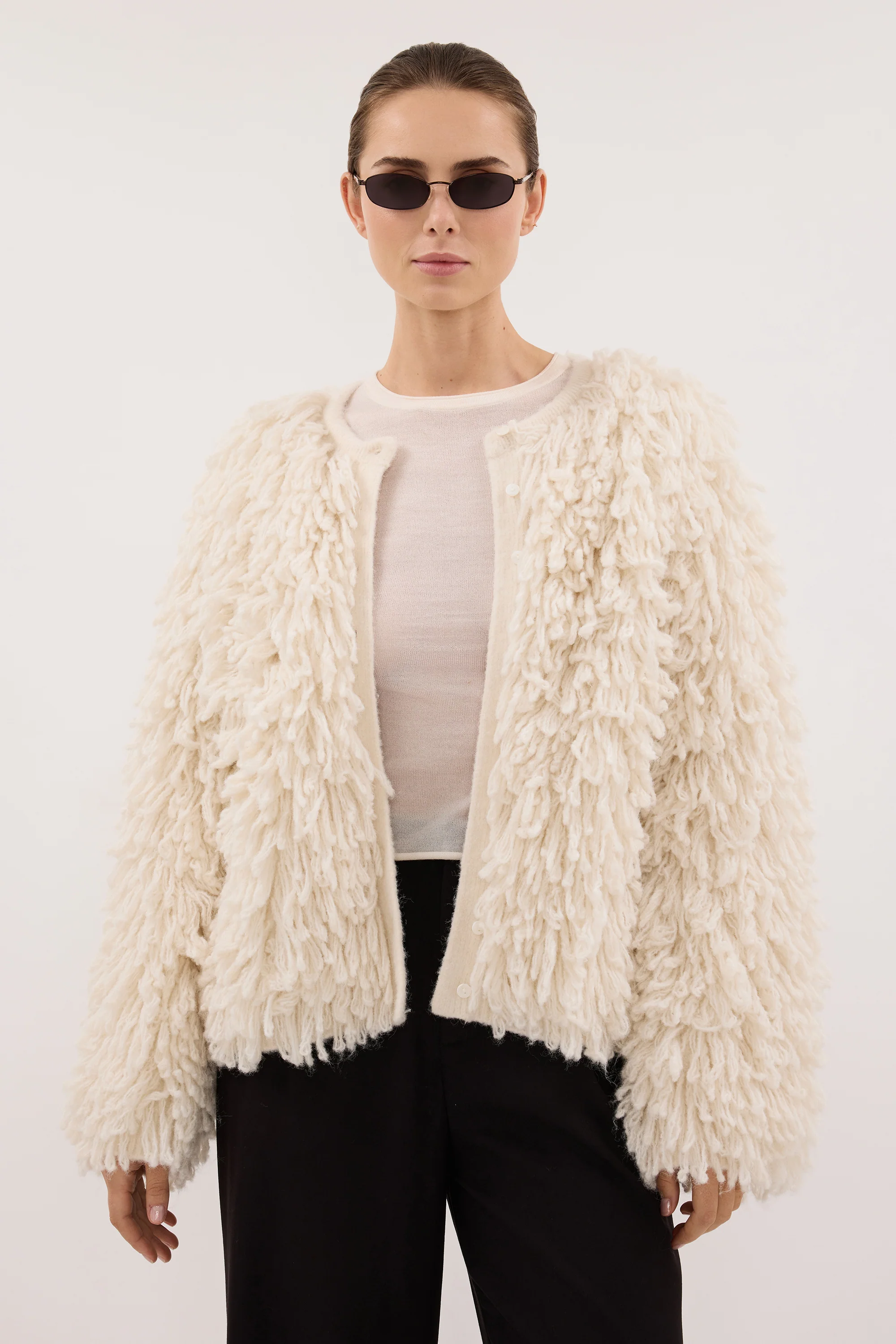 LANA CREAM LONGLINE KNIT CARDIGAN - Image 3