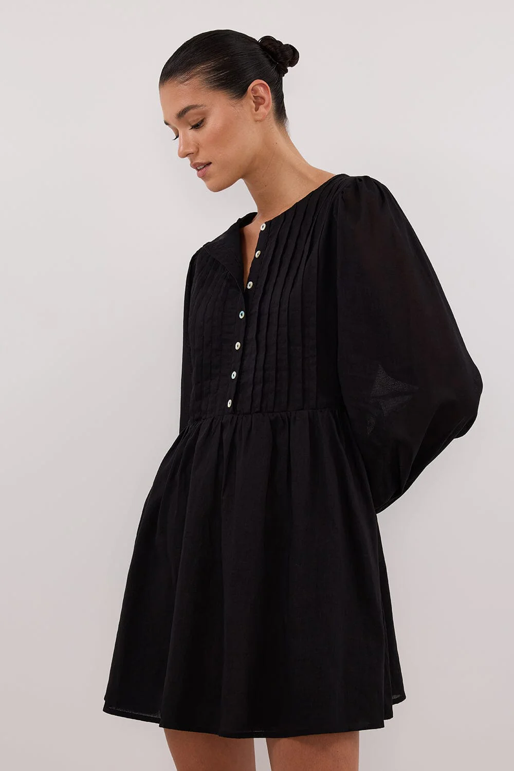 LARS BLACK BUTTON SLEEEVED MINI - Image 6
