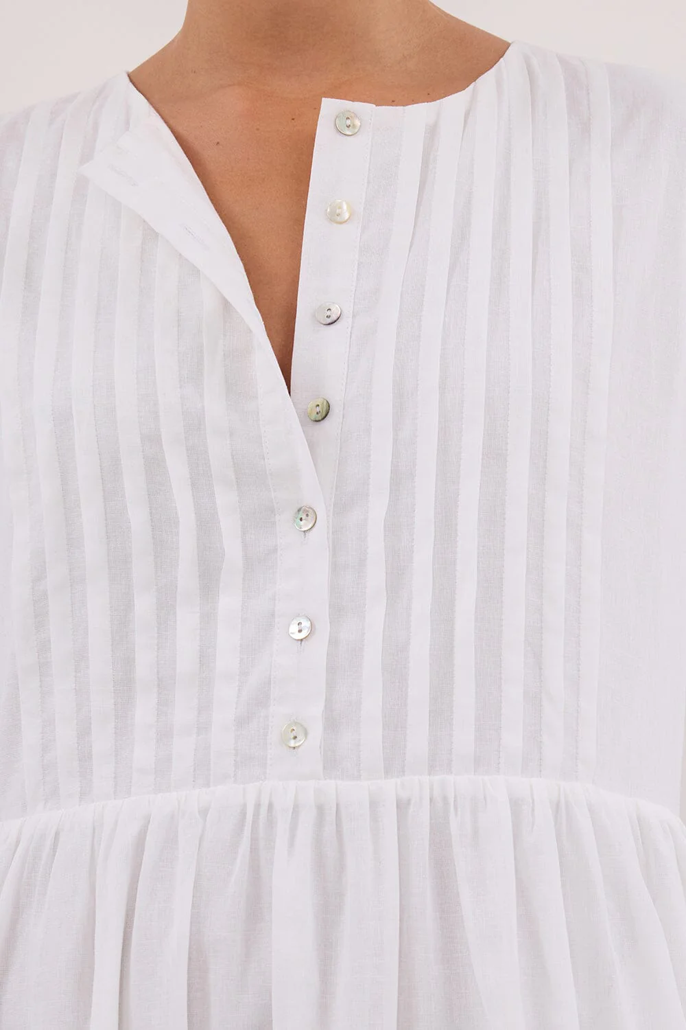 LARS WHITE PINTUCK LINEN MIDI DRESS - Image 5