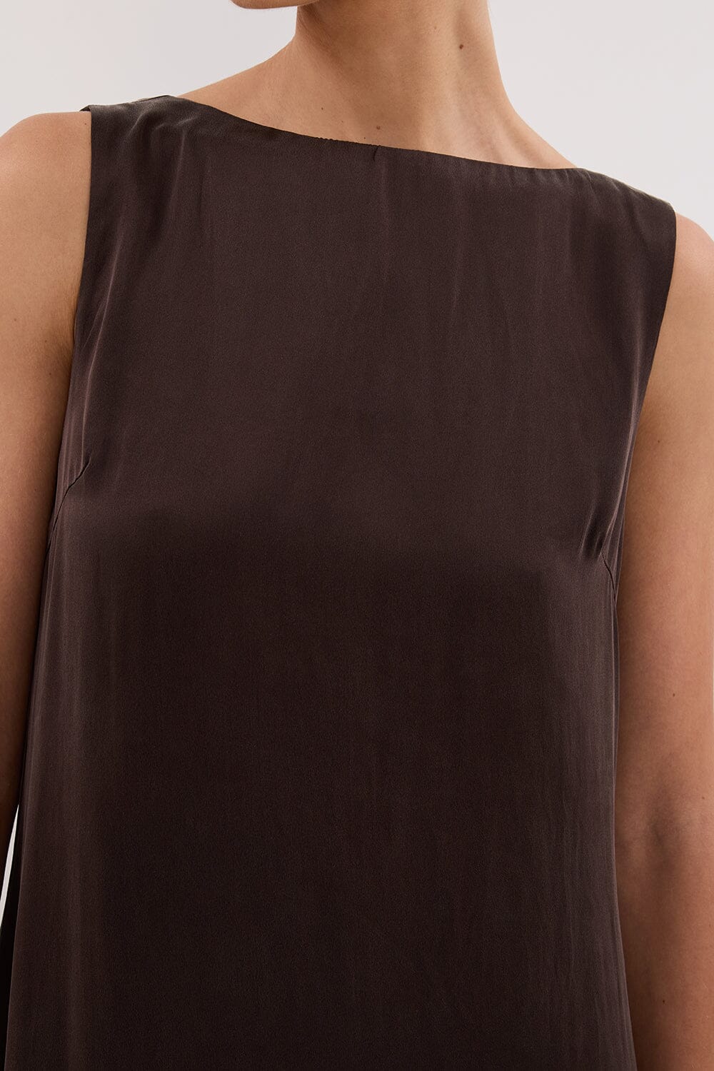 LAYLA BITTER CHOC SILK MIDI DRESS - Image 5