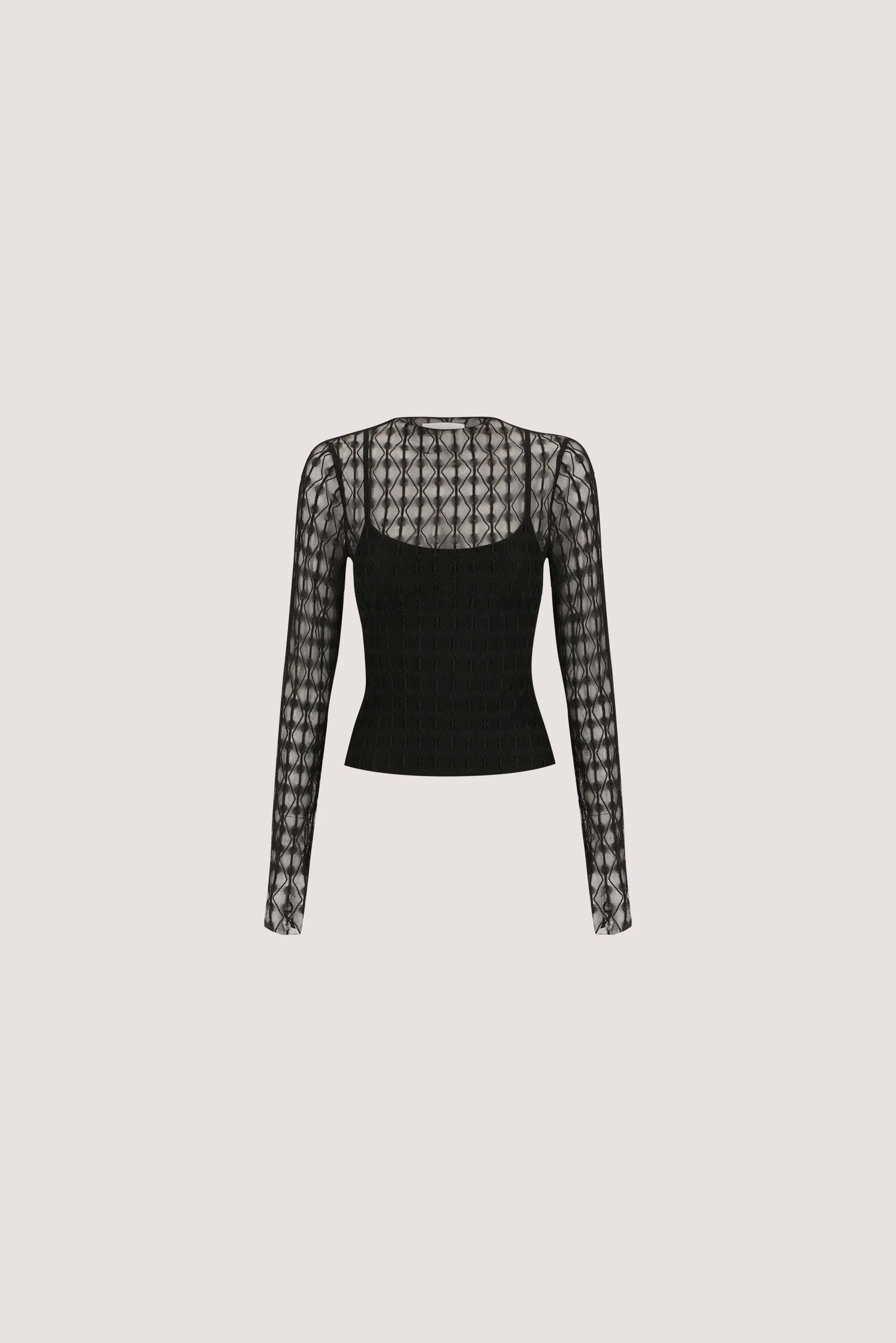 LEIA BLACK LONG SLEEVE LACE KNIT TOP - Image 8