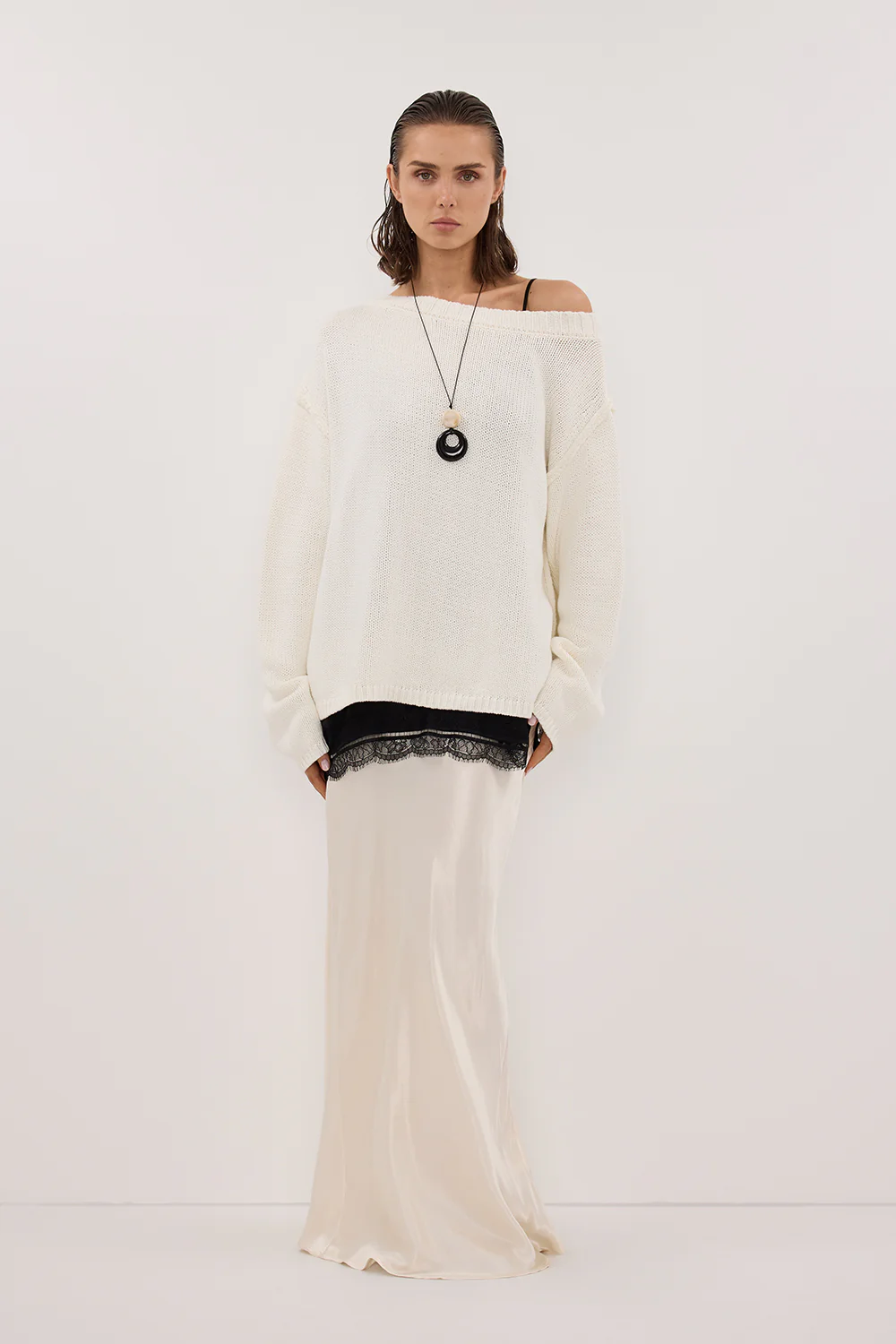 LEISLE CREAM ASYM KNIT JUMPER - Image 2