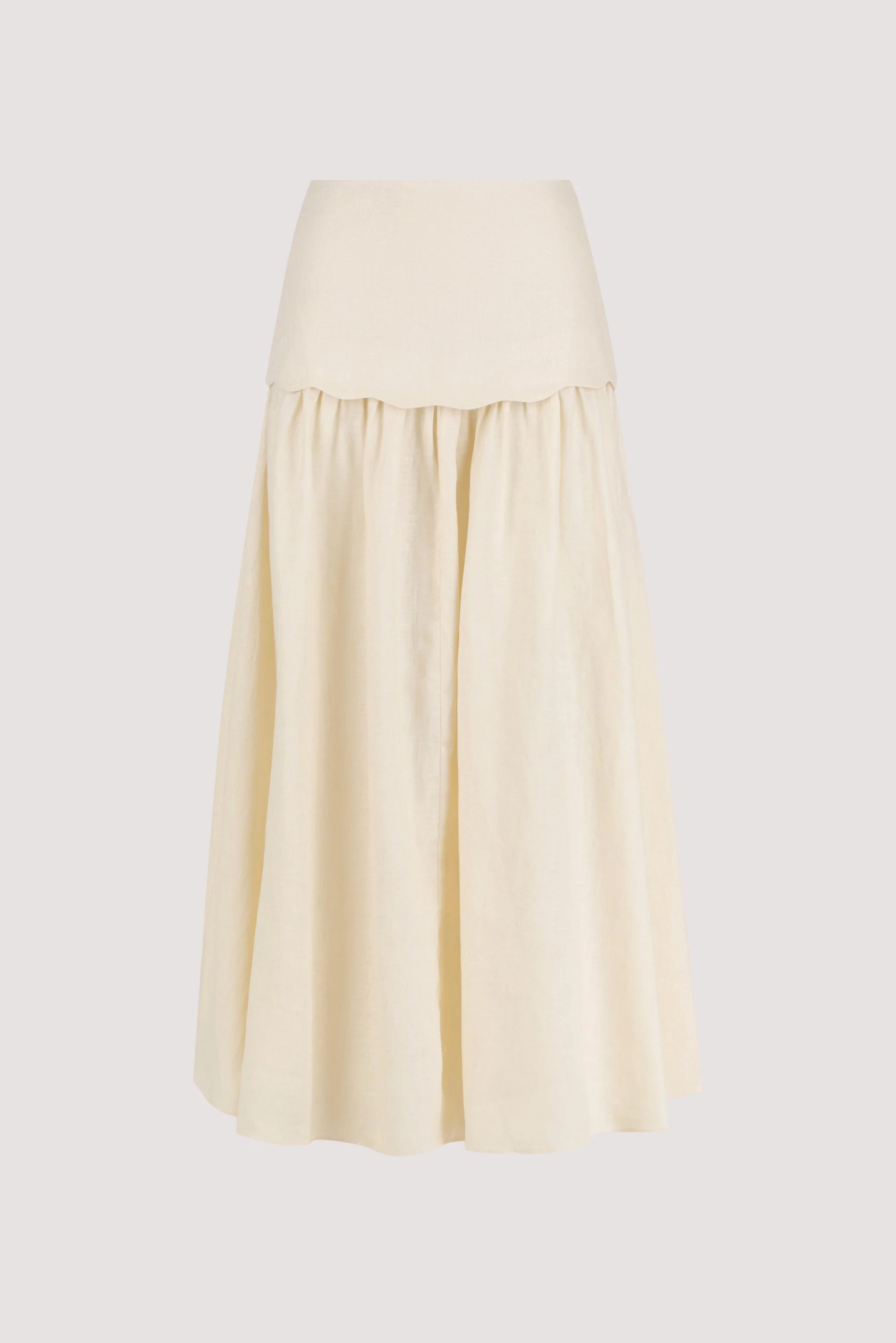 LELA SANDSTONE FOLDOVER LINEN MIDI SKIRT - Image 8