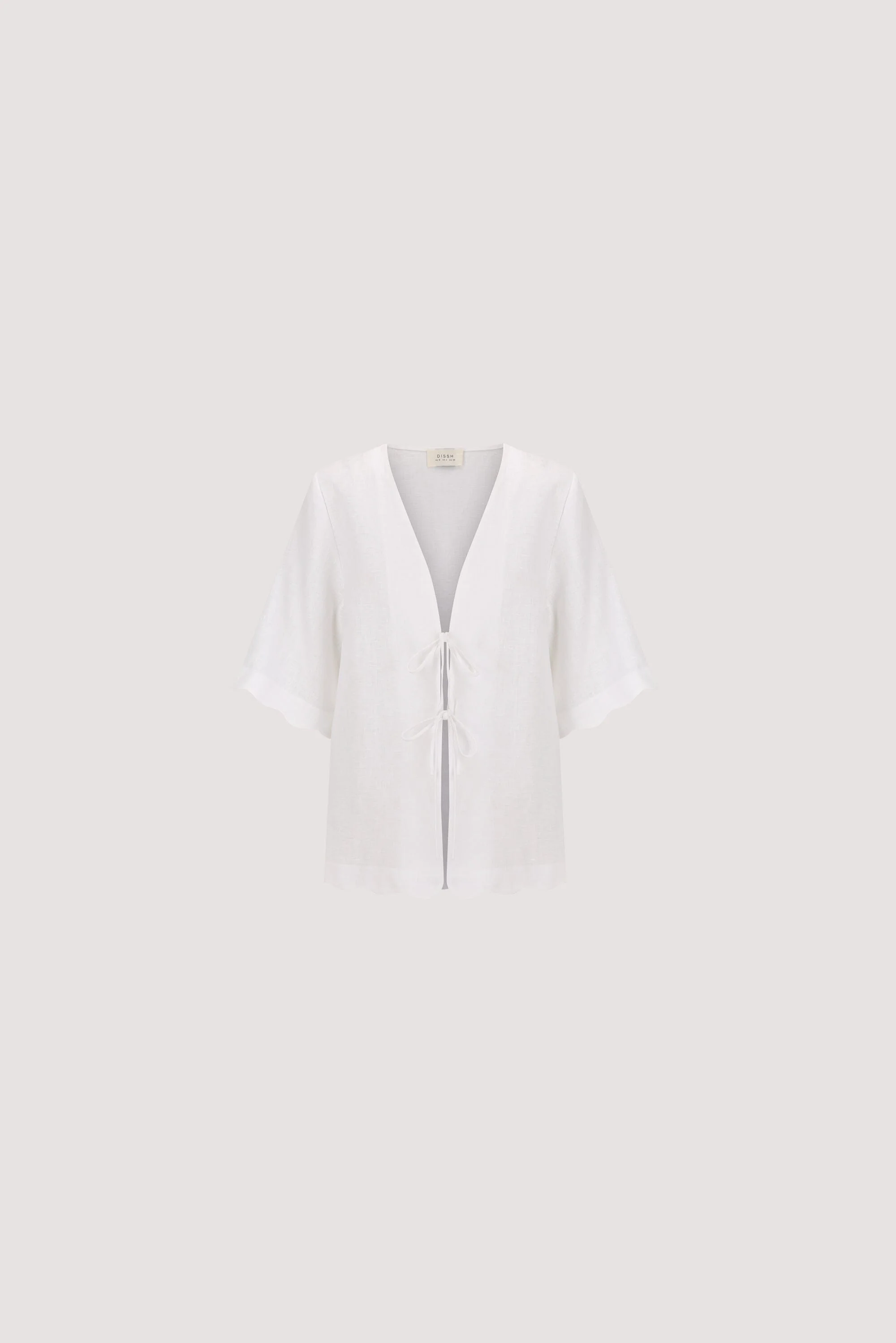 LELA WHITE SHORT SLEEVE LINEN SHIRT - Image 7