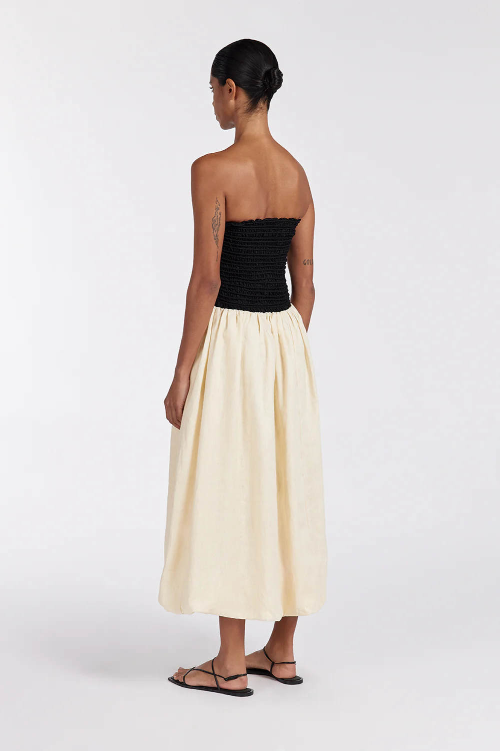 LEN BLACK STRAPLESS MIDI DRESS - Image 4
