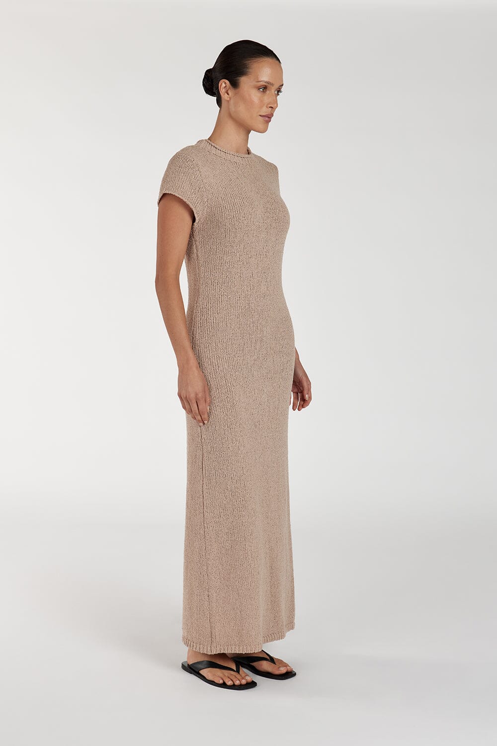 LEO TAN KNIT MIDI DRESS - Image 3