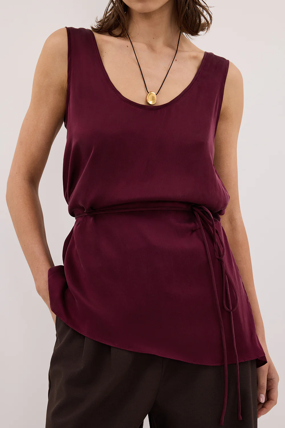 LETTIE MERLOT SILK CAMI TOP - Image 5