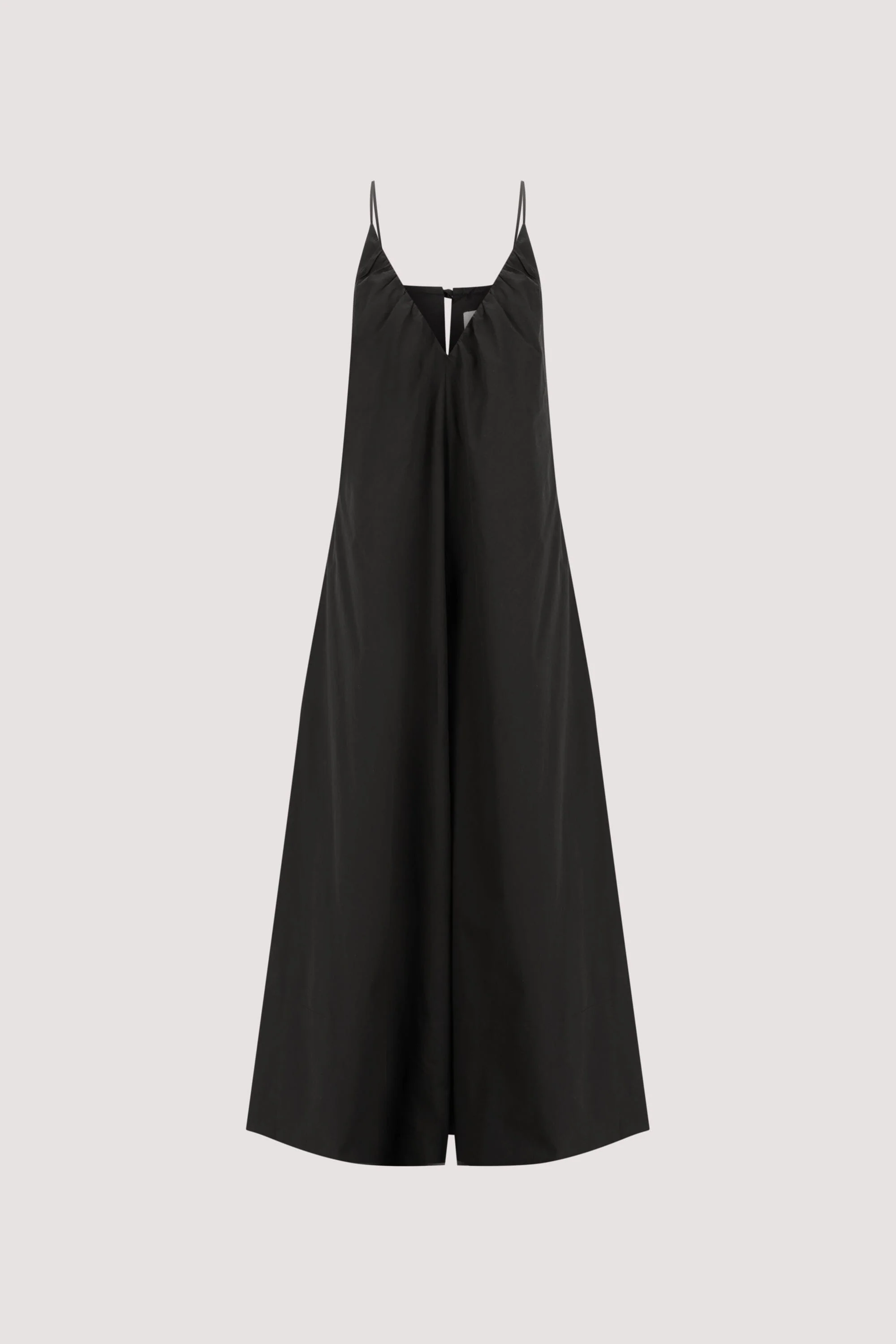 LIANA BLACK SLEEVELESS POPLIN TENT MIDI DRESS - Image 7