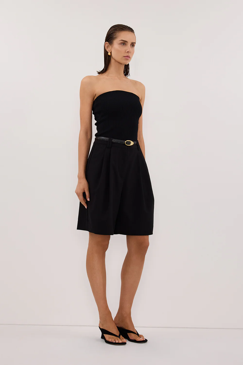 LIMA BLACK STRAPLESS BANDEAU KNIT TOP - Image 3
