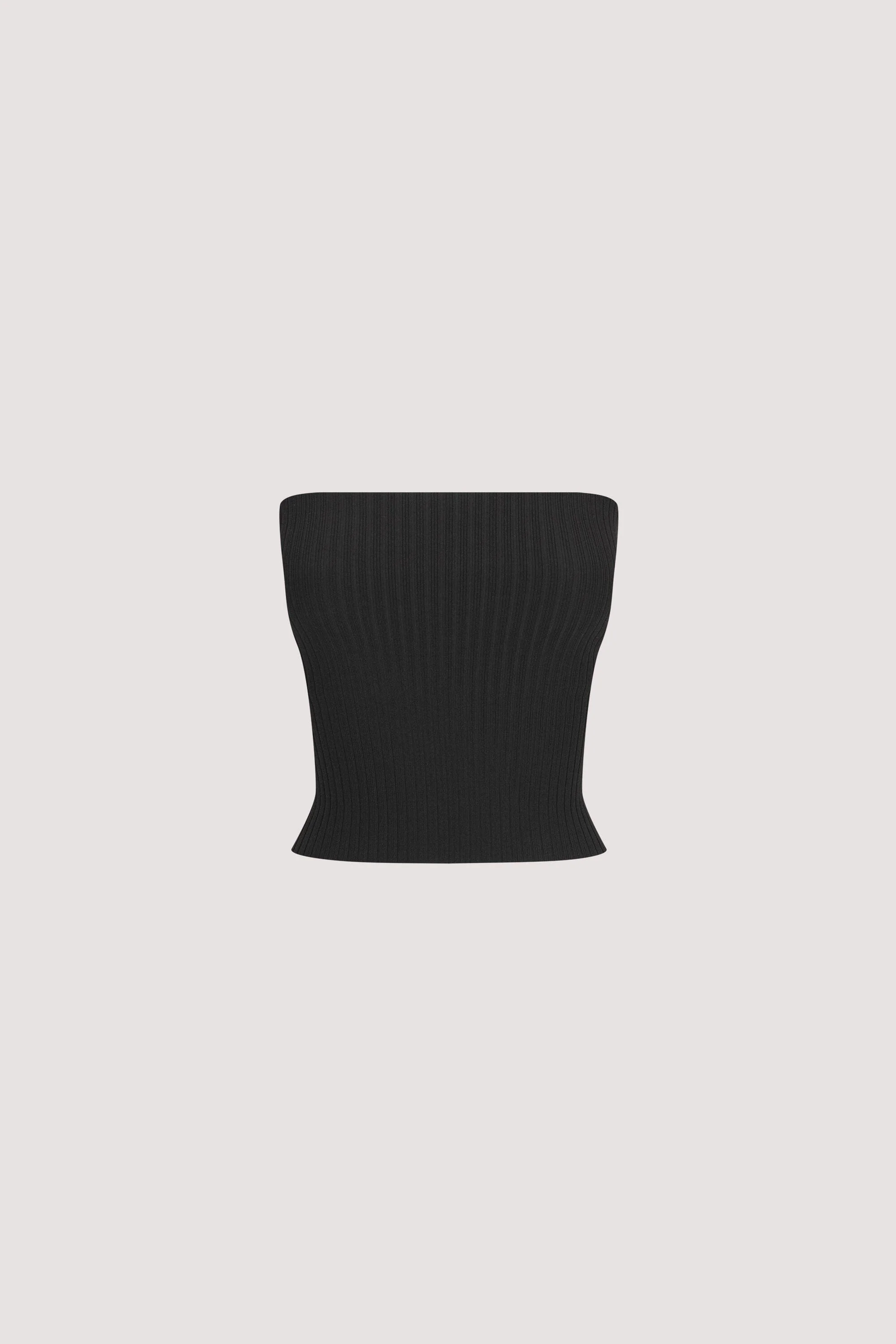 LIMA BLACK STRAPLESS BANDEAU KNIT TOP - Image 6