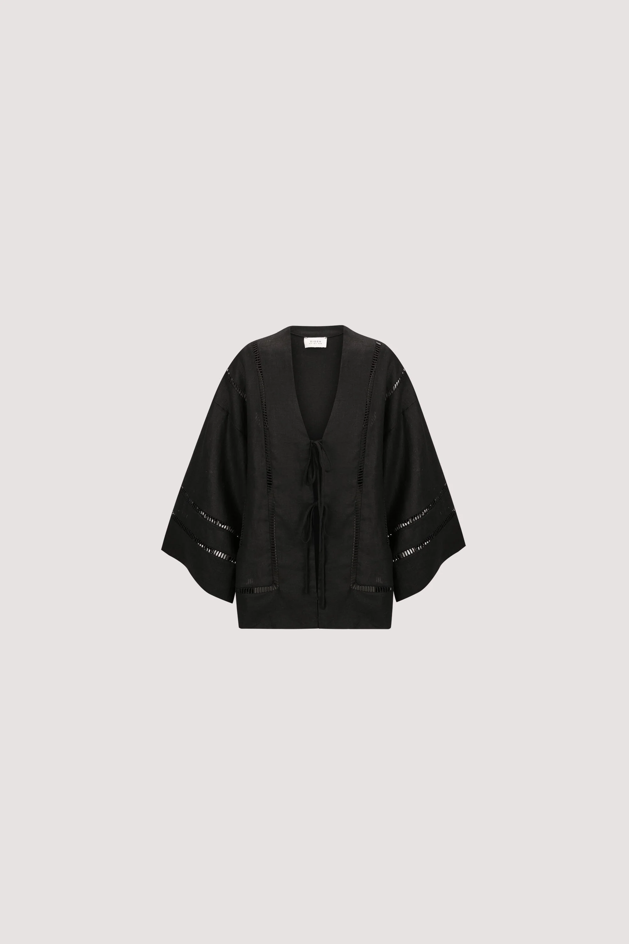 LINDSAY BLACK LINEN KIMONO TOP - Image 6