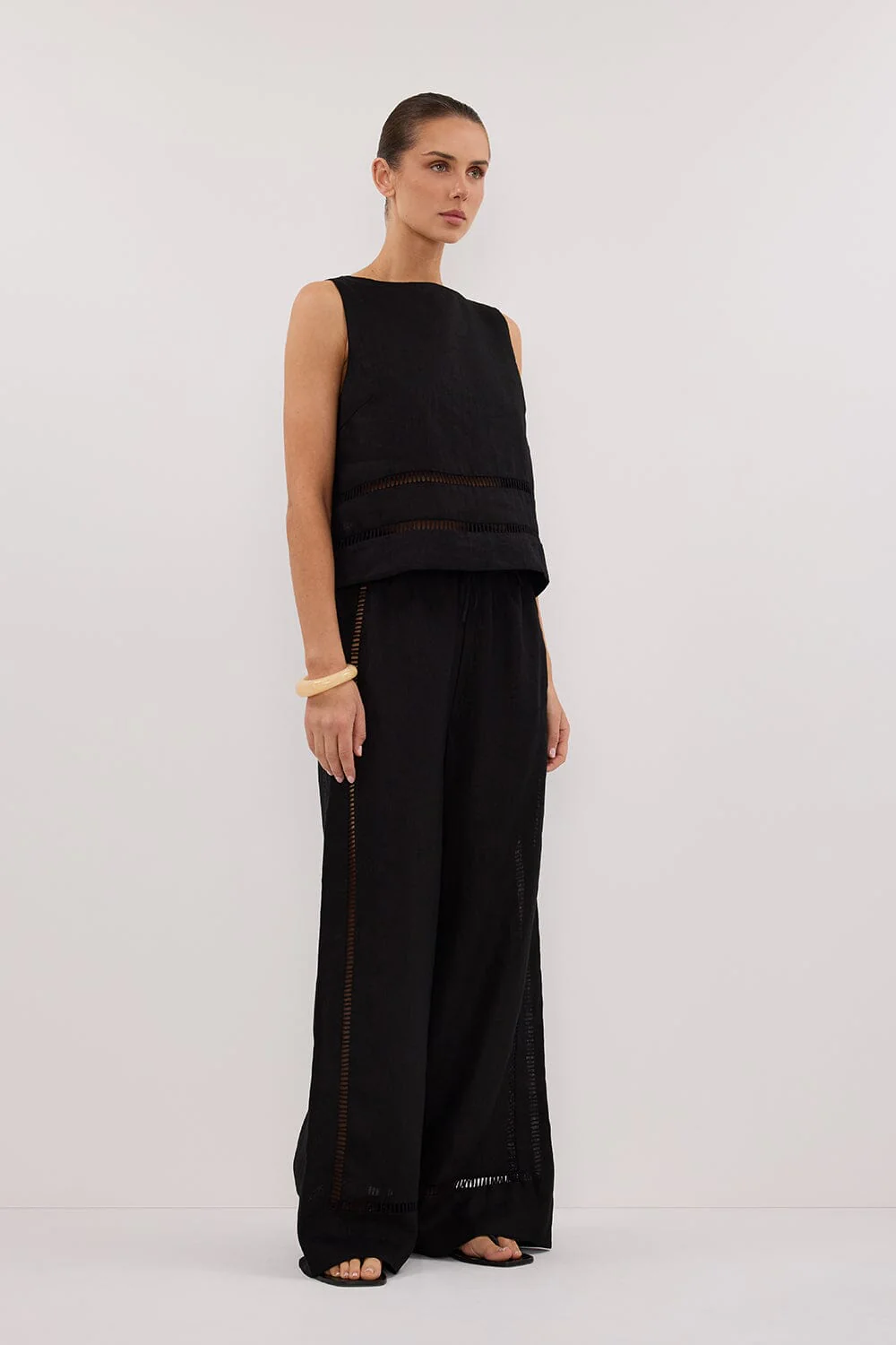 LINDSAY BLACK LINEN PANT - Image 3