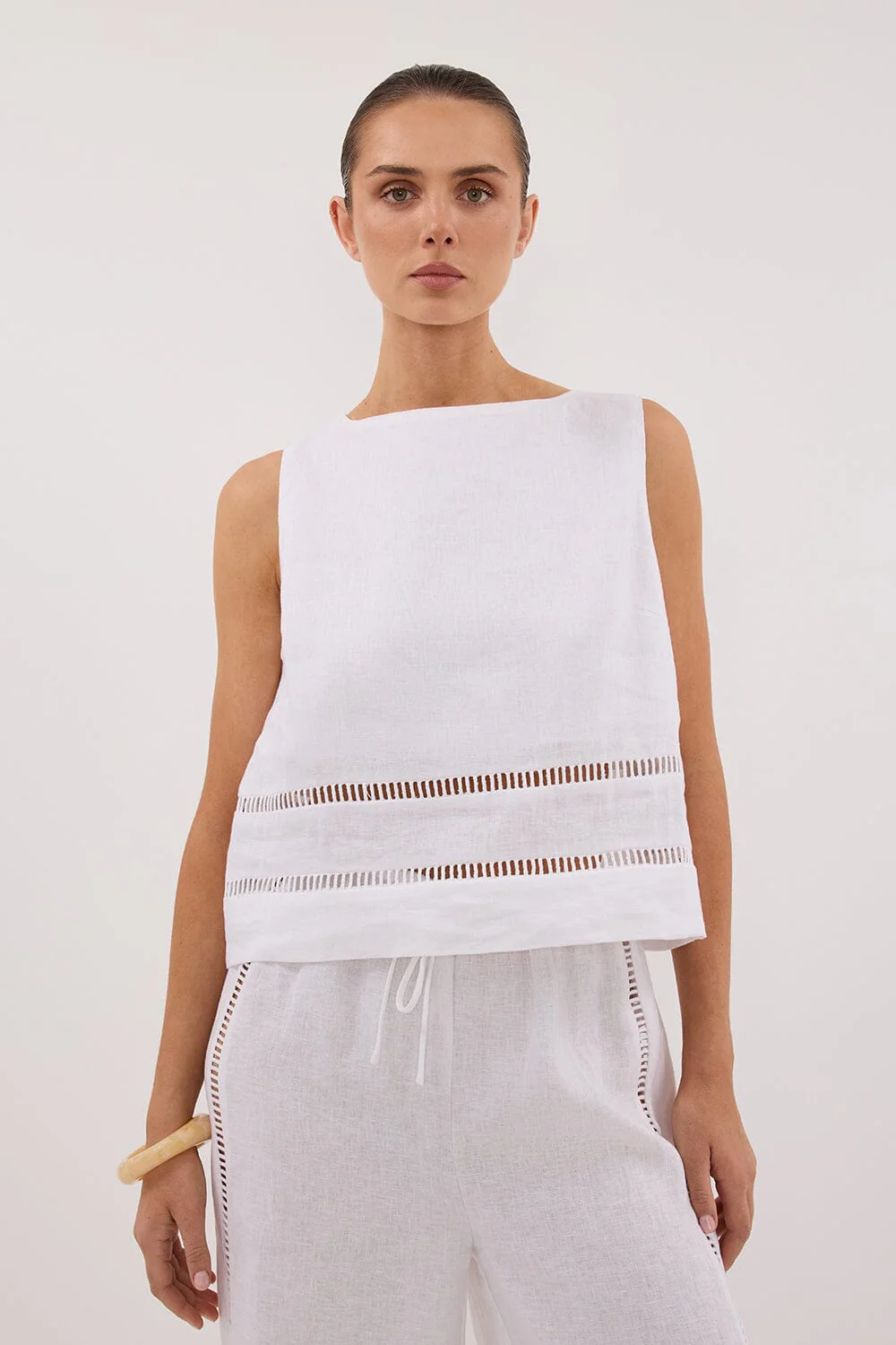 LINDSAY WHITE LINEN BOXY TOP - Image 2