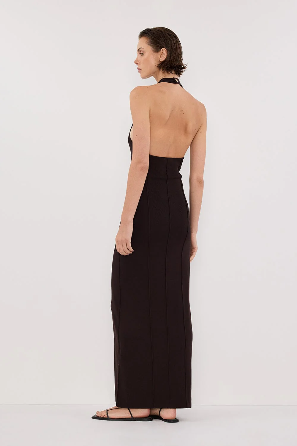 LISS BITTER CHOC HALTER MAXI DRESS - Image 4