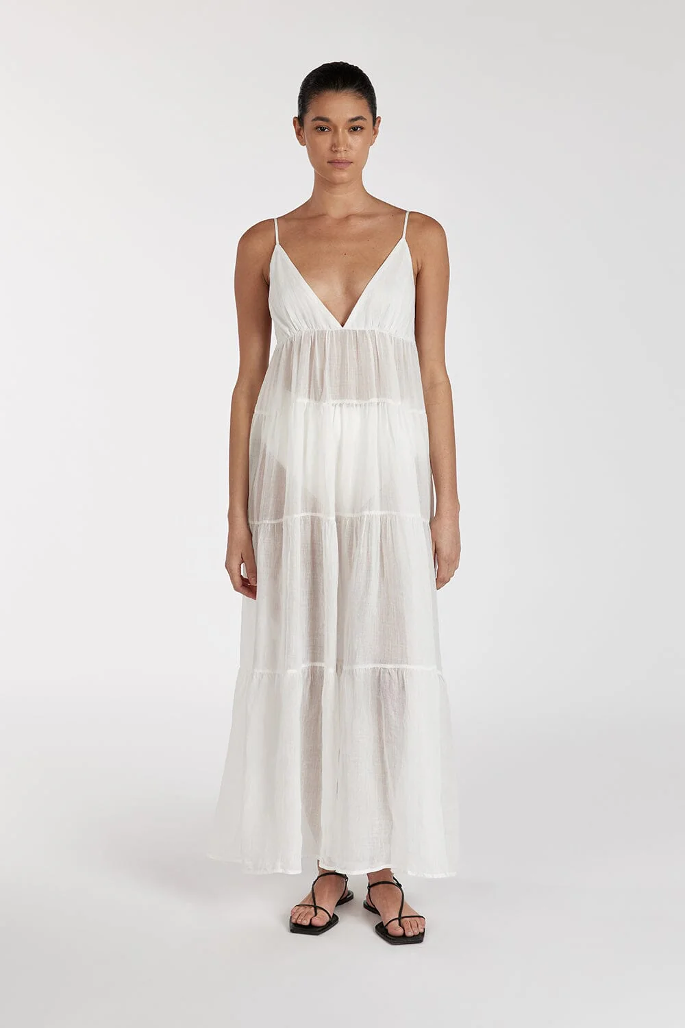 LIZA WHITE RAMIE MIDI DRESS - Image 5